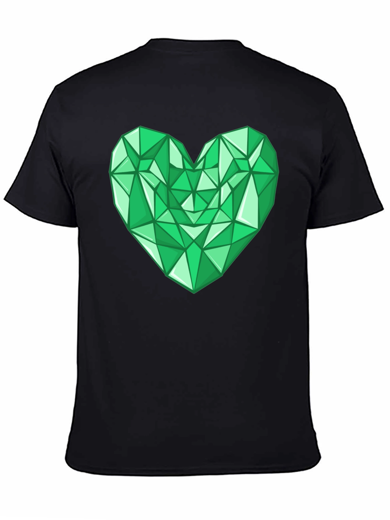 Geometric Emerald Heart Graphic Tee - Modern Style