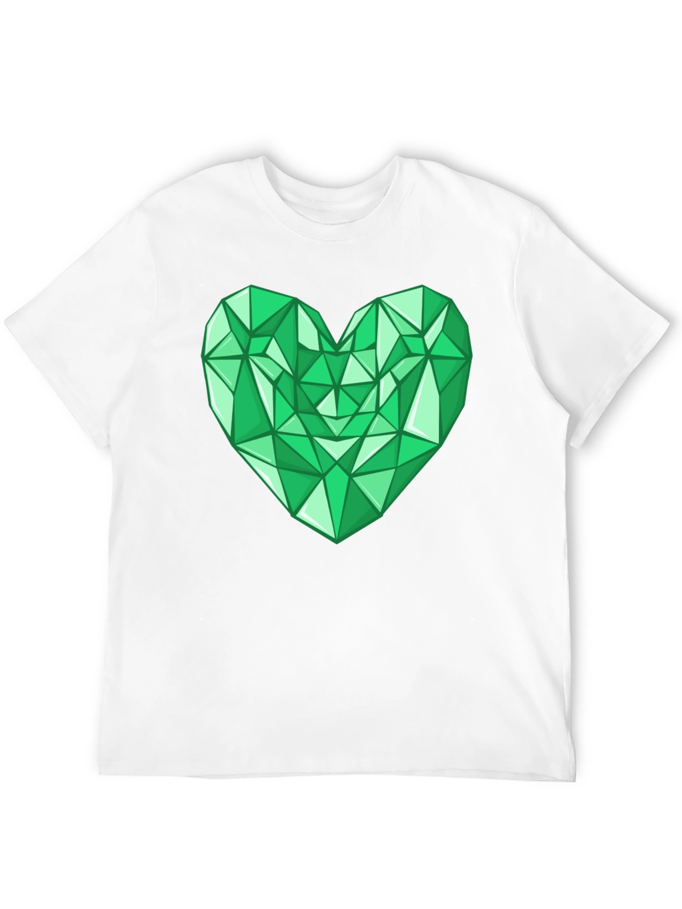 Geometric Emerald Heart Graphic Tee - Modern Style