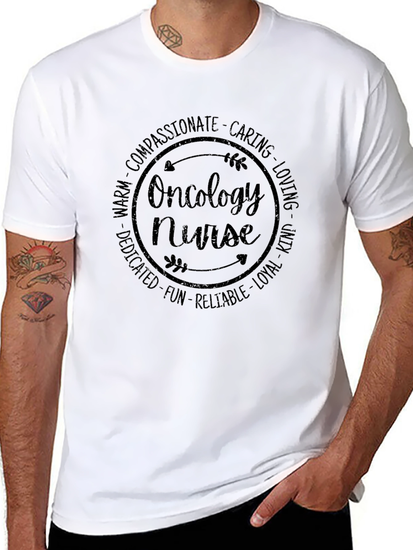 Oncology Nurse T-Shirt - Compassionate Caring and Dedicated