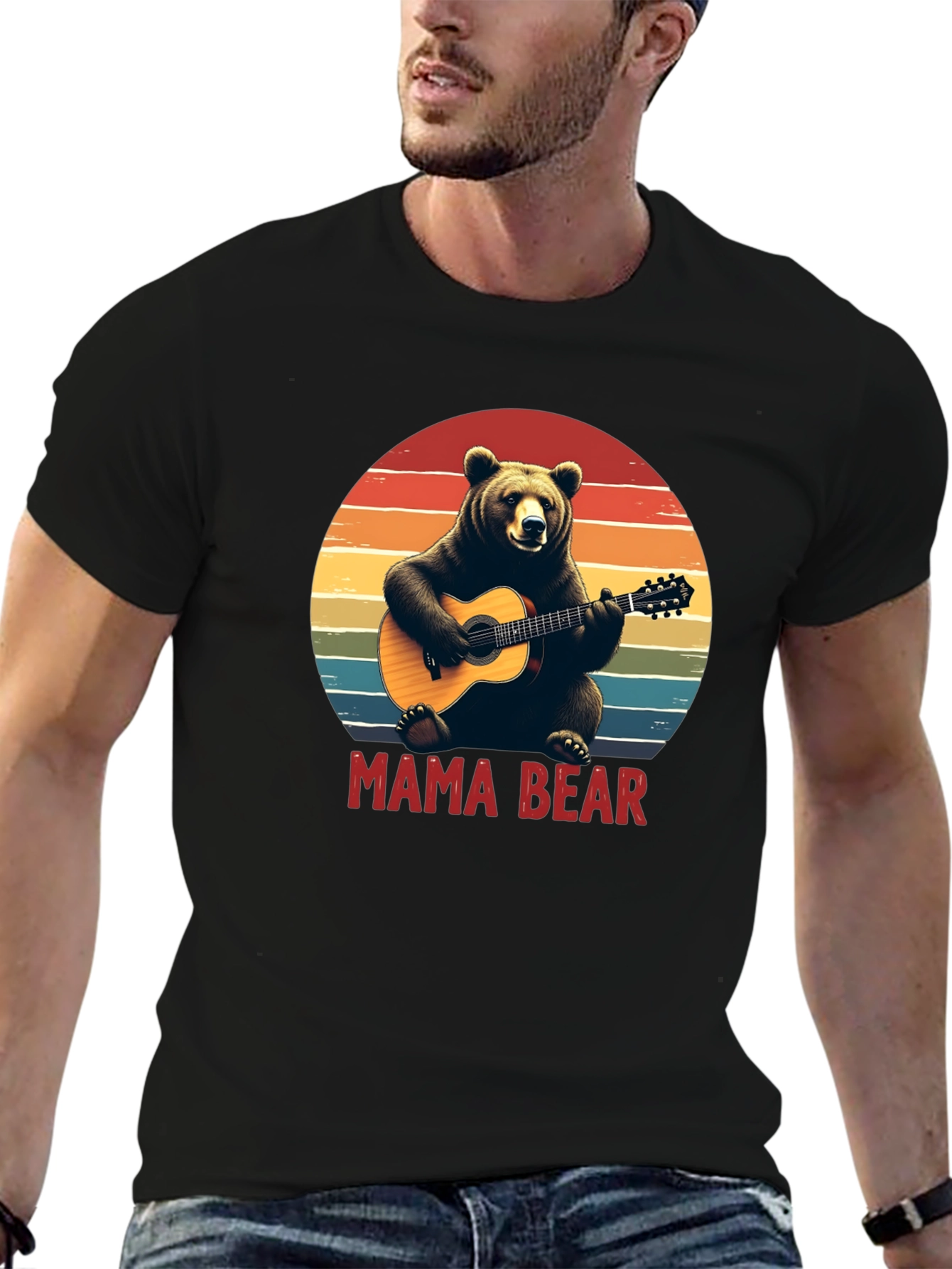 Mama Bear Guitar T-Shirt - Black