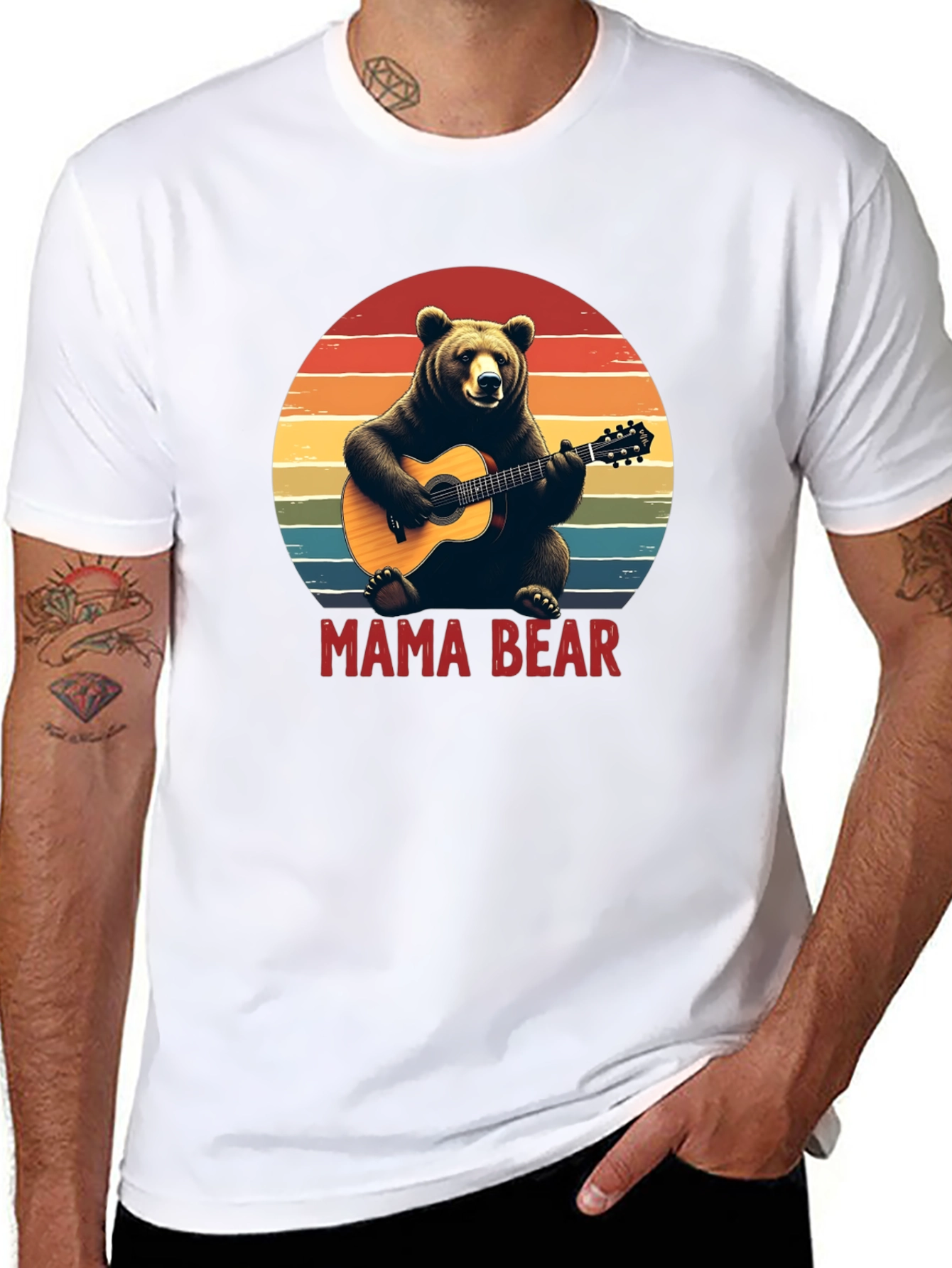 Mama Bear Guitar T-Shirt - Black