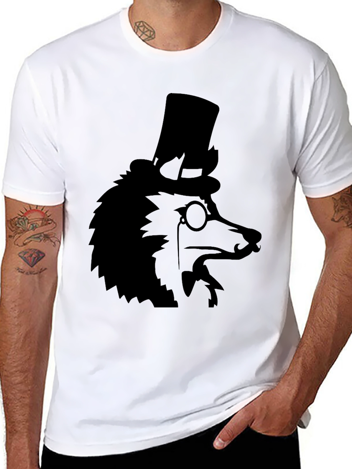 Dapper Dog Top Hat T-Shirt - Black