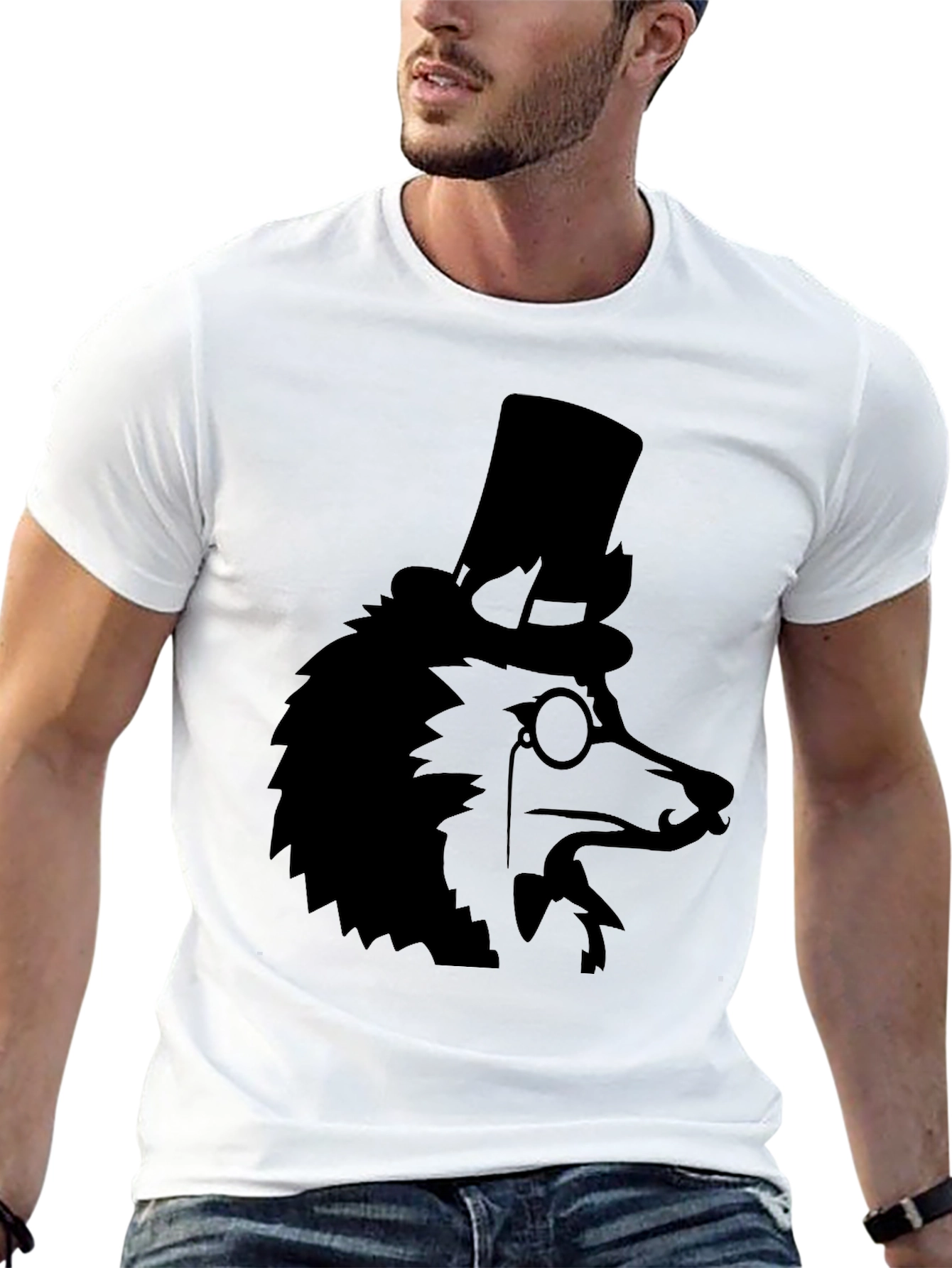 Dapper Dog Top Hat T-Shirt - Black