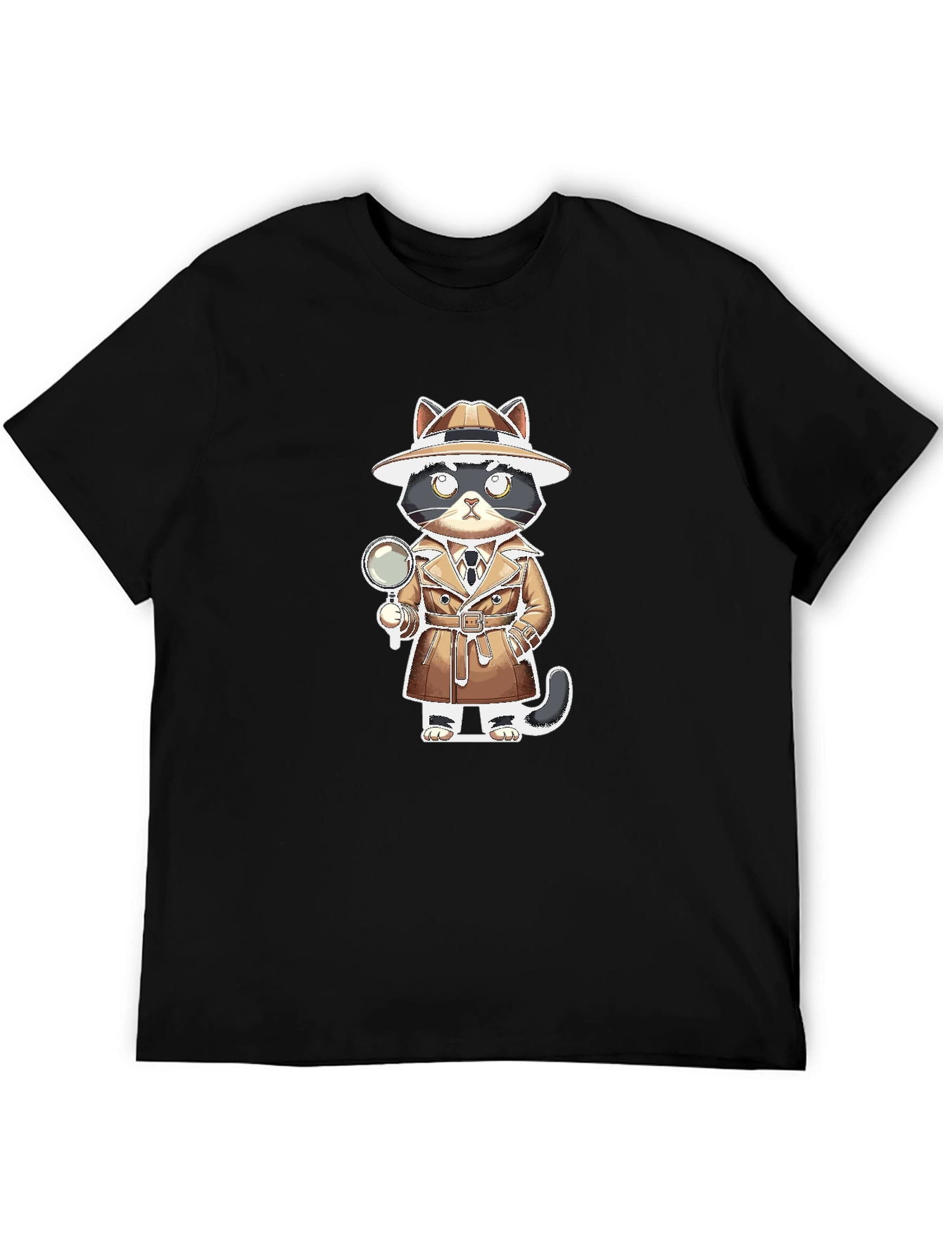 Detective Cat Graphic Tee - Sleuth Style