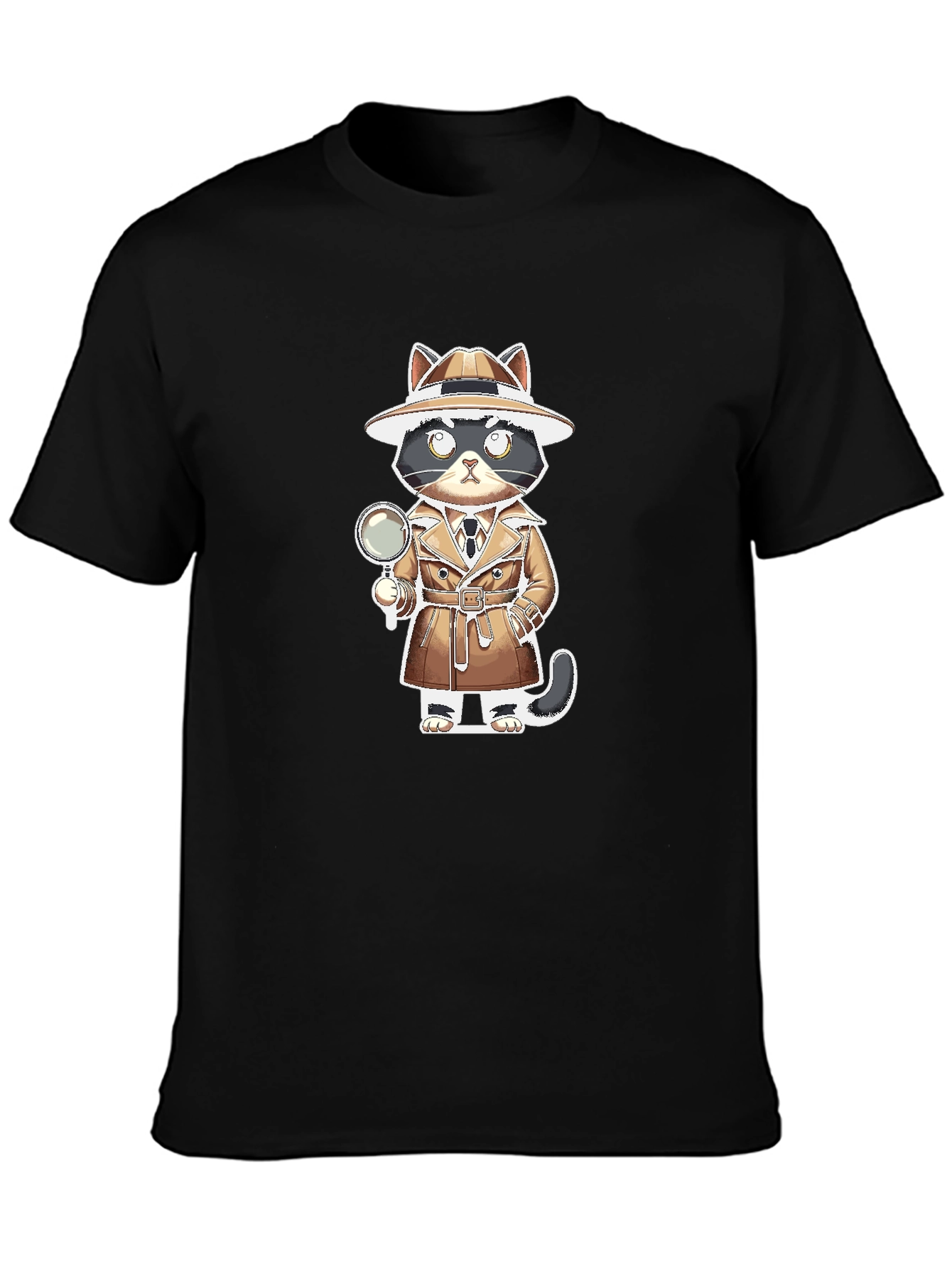 Detective Cat Graphic Tee - Sleuth Style