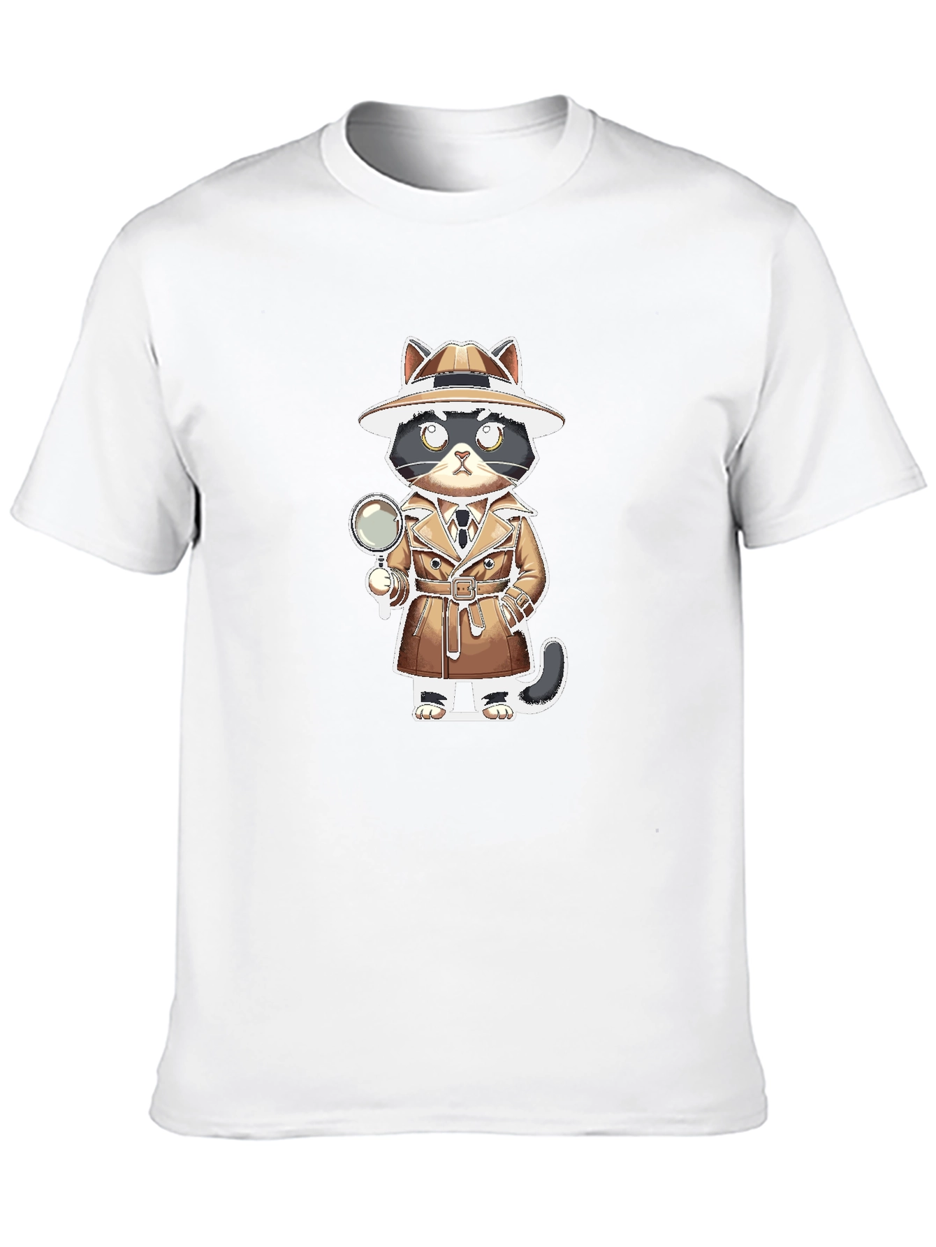 Detective Cat Graphic Tee - Sleuth Style