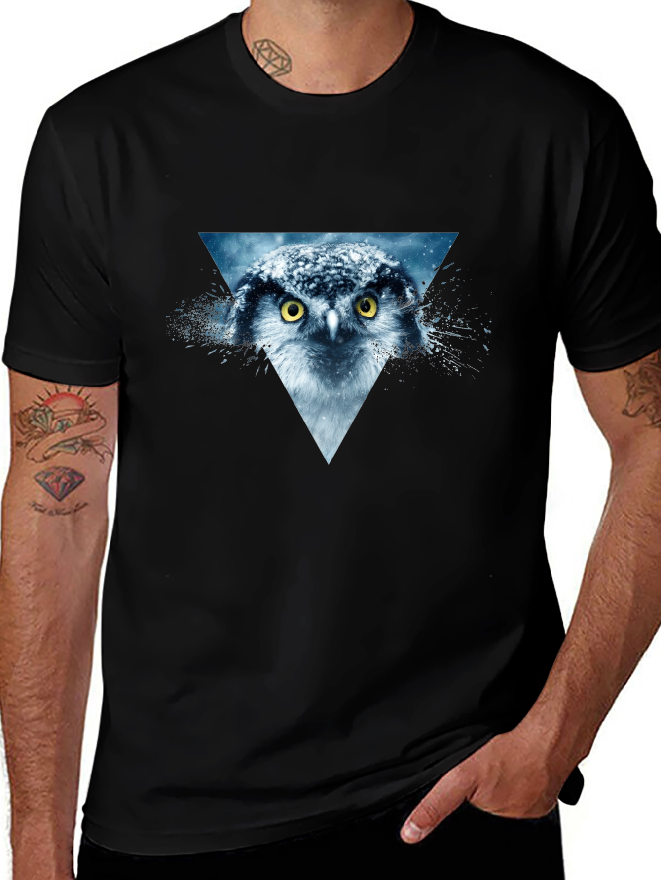 Owl Graphic T-Shirt - Black