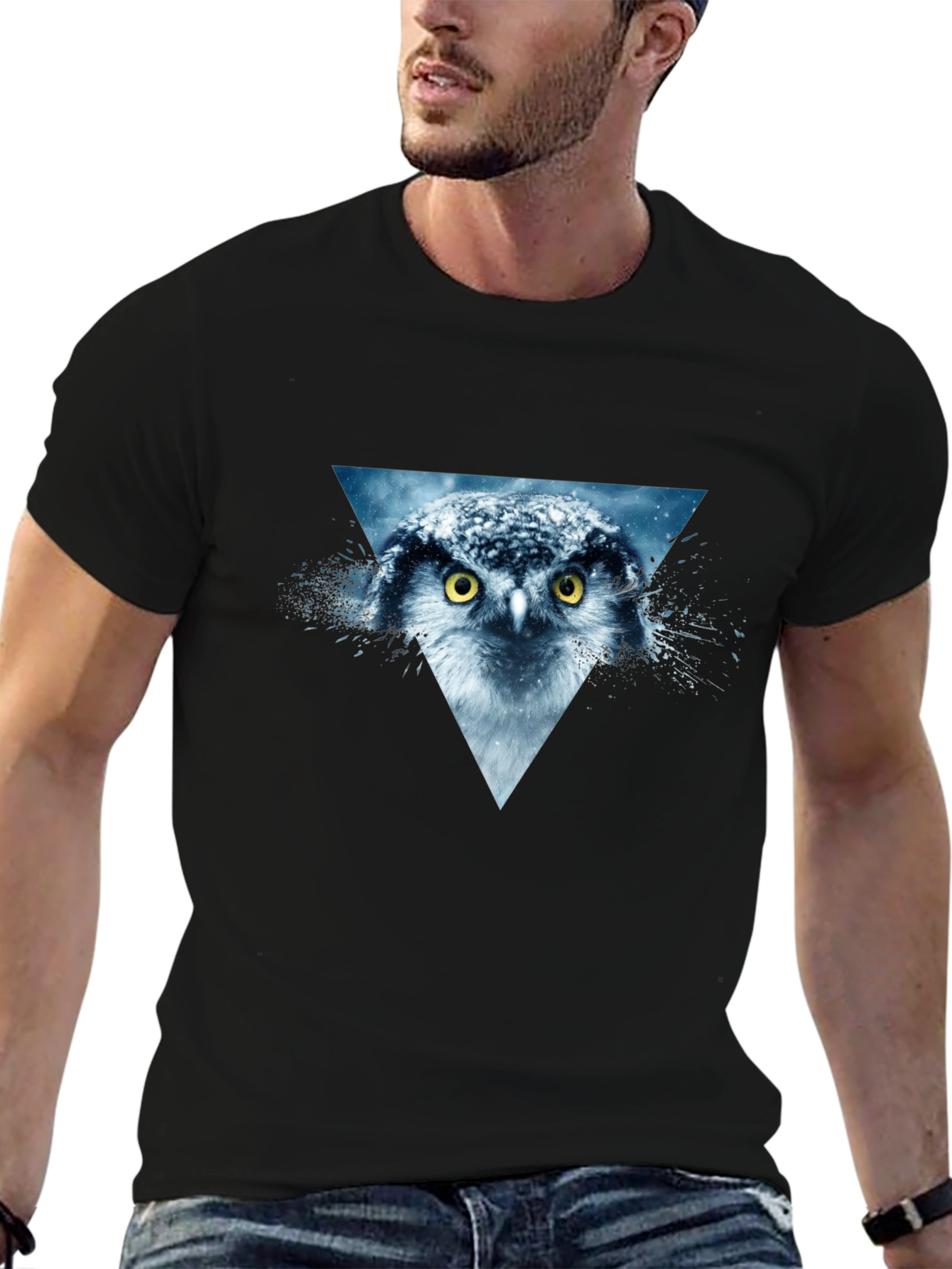 Owl Graphic T-Shirt - Black