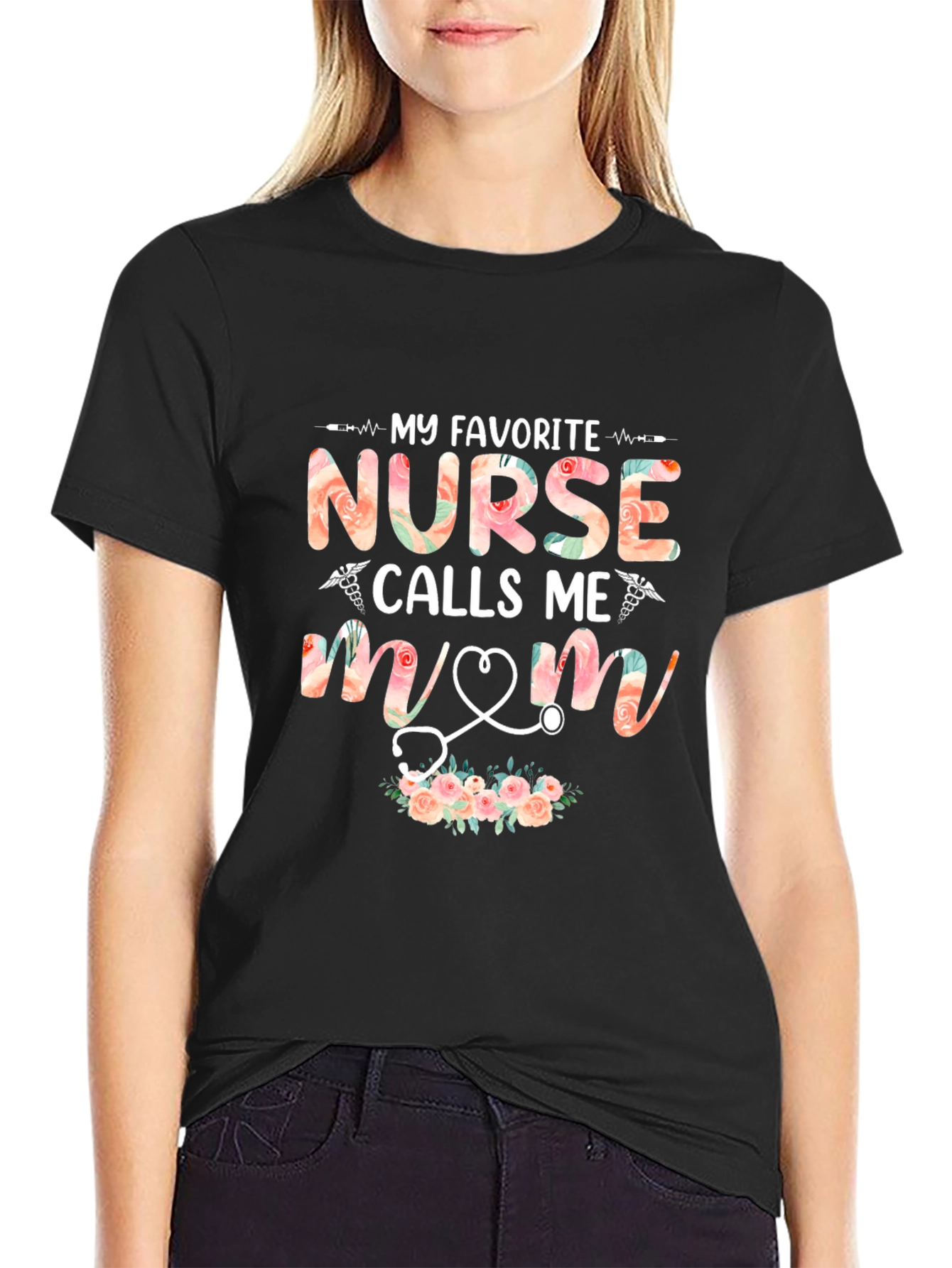 Nurse Mom T-Shirt Floral Nurse Tee