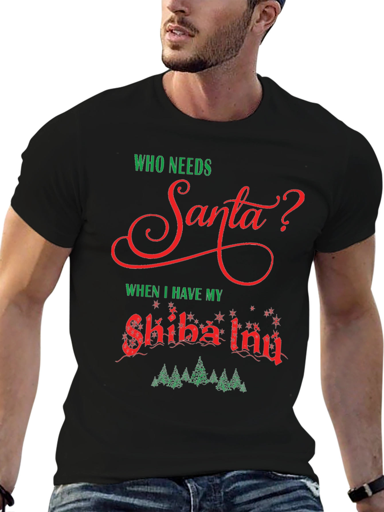 Funny Shiba Inu Christmas T-Shirt Santa
