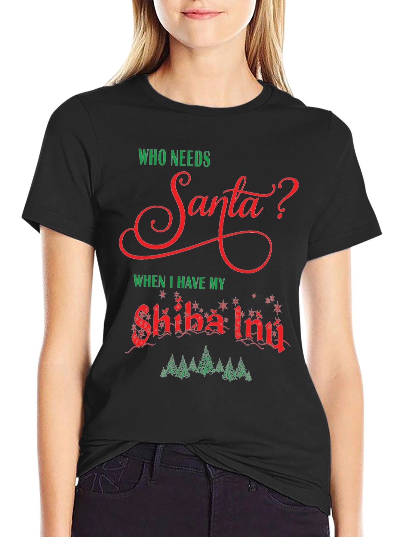 Funny Shiba Inu Christmas T-Shirt Santa