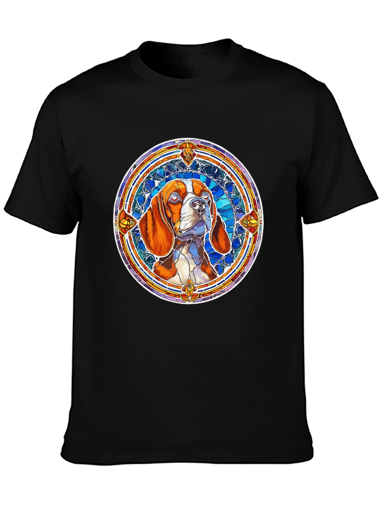 Stained Glass Dog Graphic Tee - Unique Design