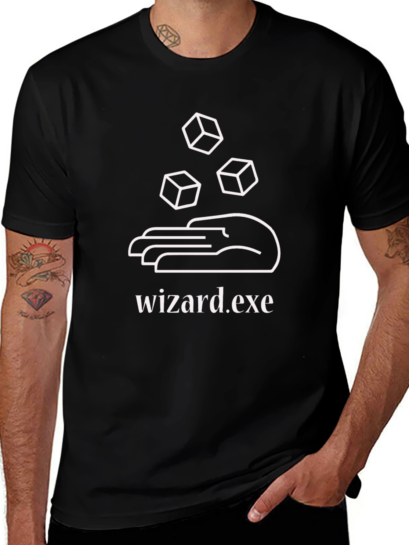 Wizard.exe T-Shirt - Black Cotton Graphic Tee
