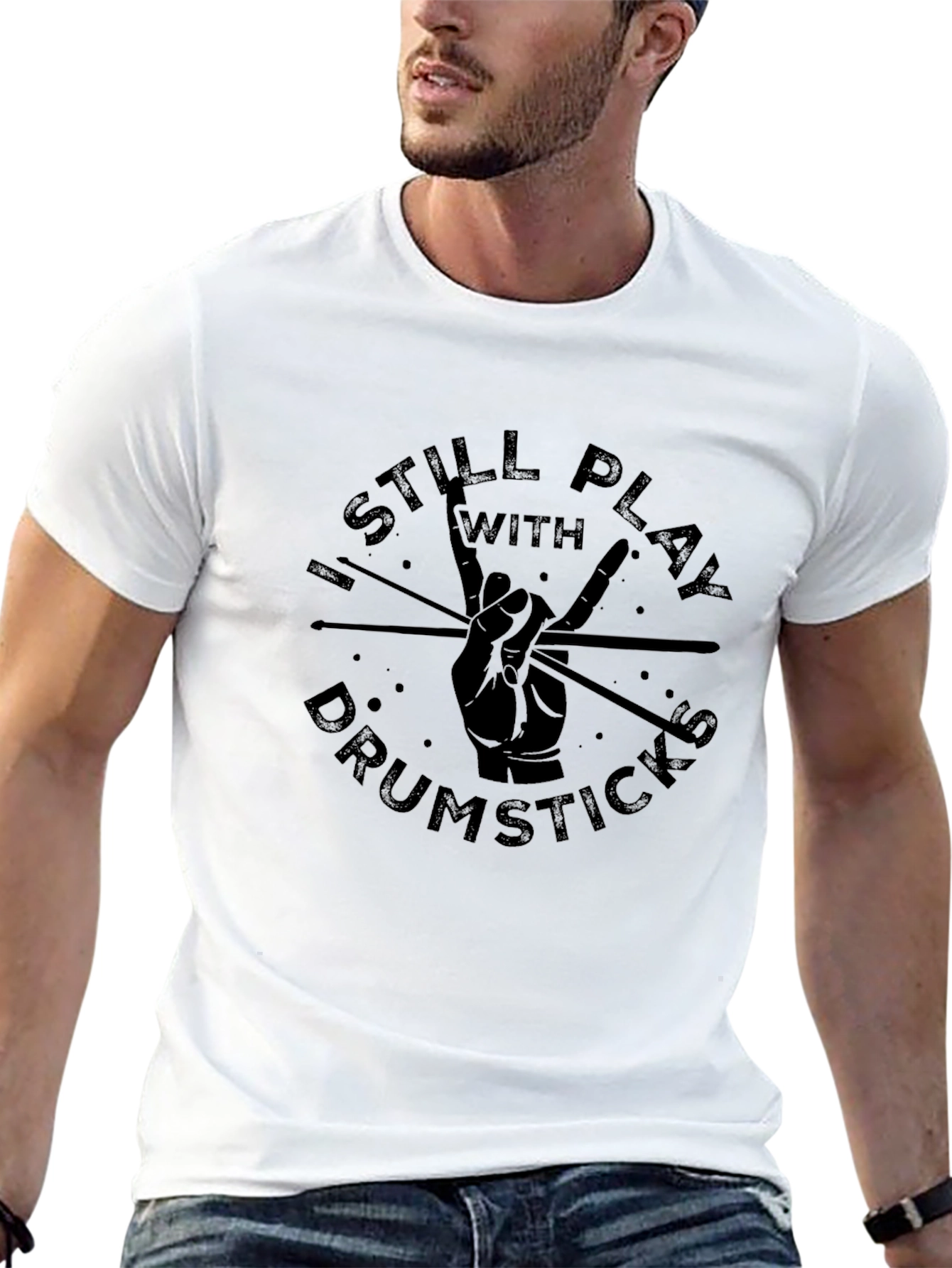 I Still Play with Drumsticks Black Graphic Tee