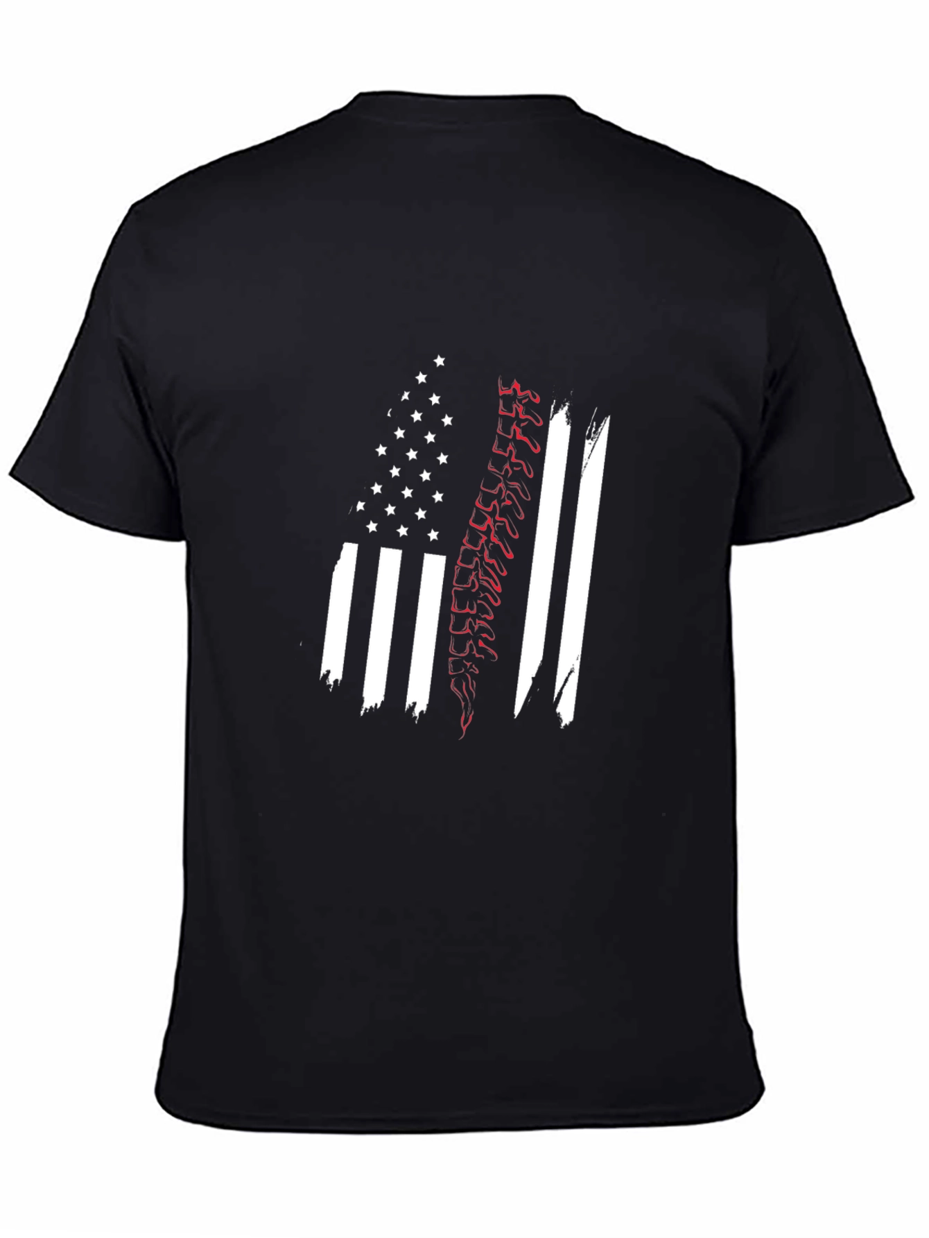 Patriotic Spine Graphic Black T-Shirt