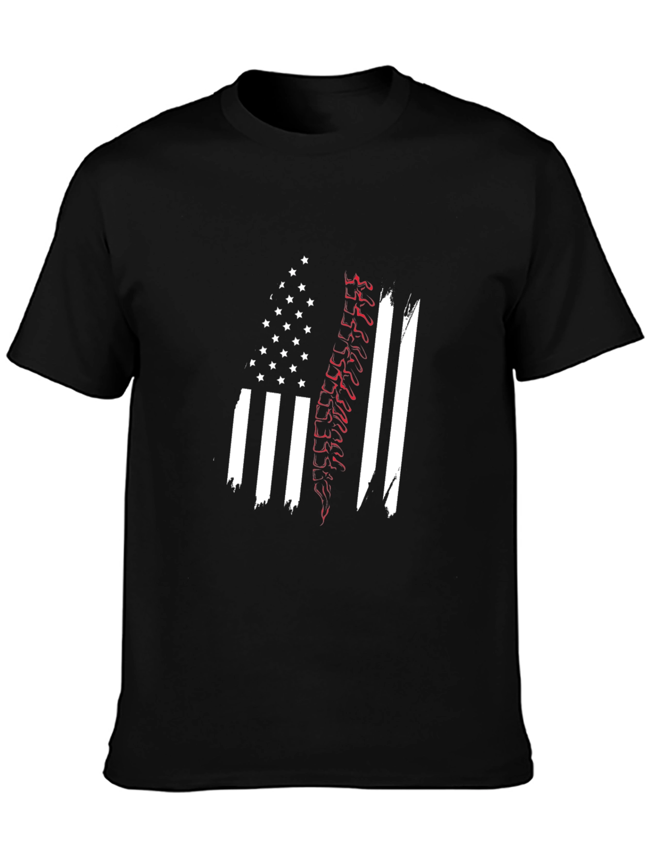 Patriotic Spine Graphic Black T-Shirt