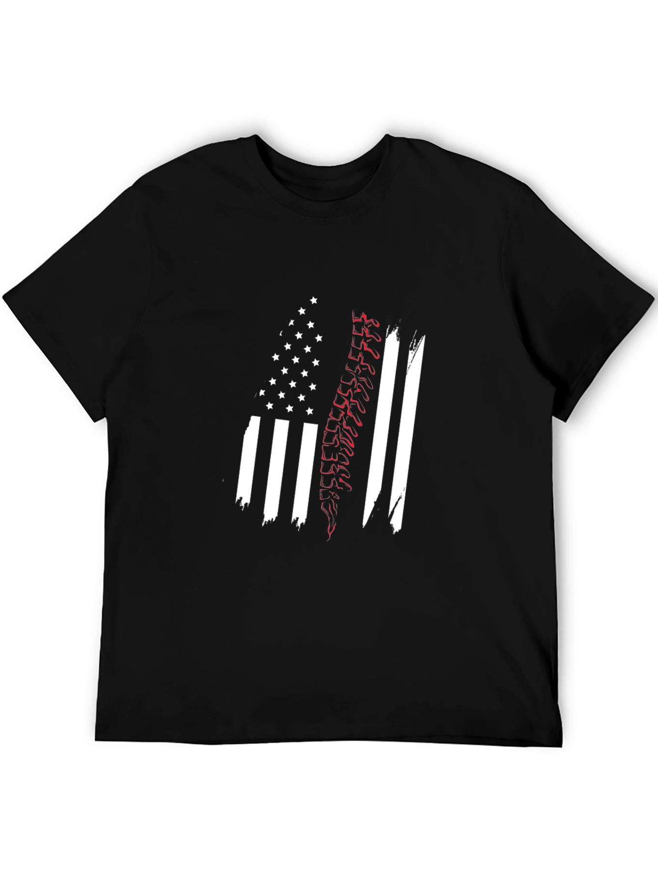 Patriotic Spine Graphic Black T-Shirt