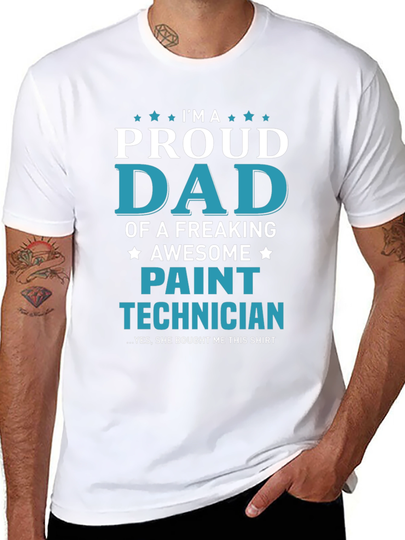 Proud Dad Paint Technician Graphic T-Shirt