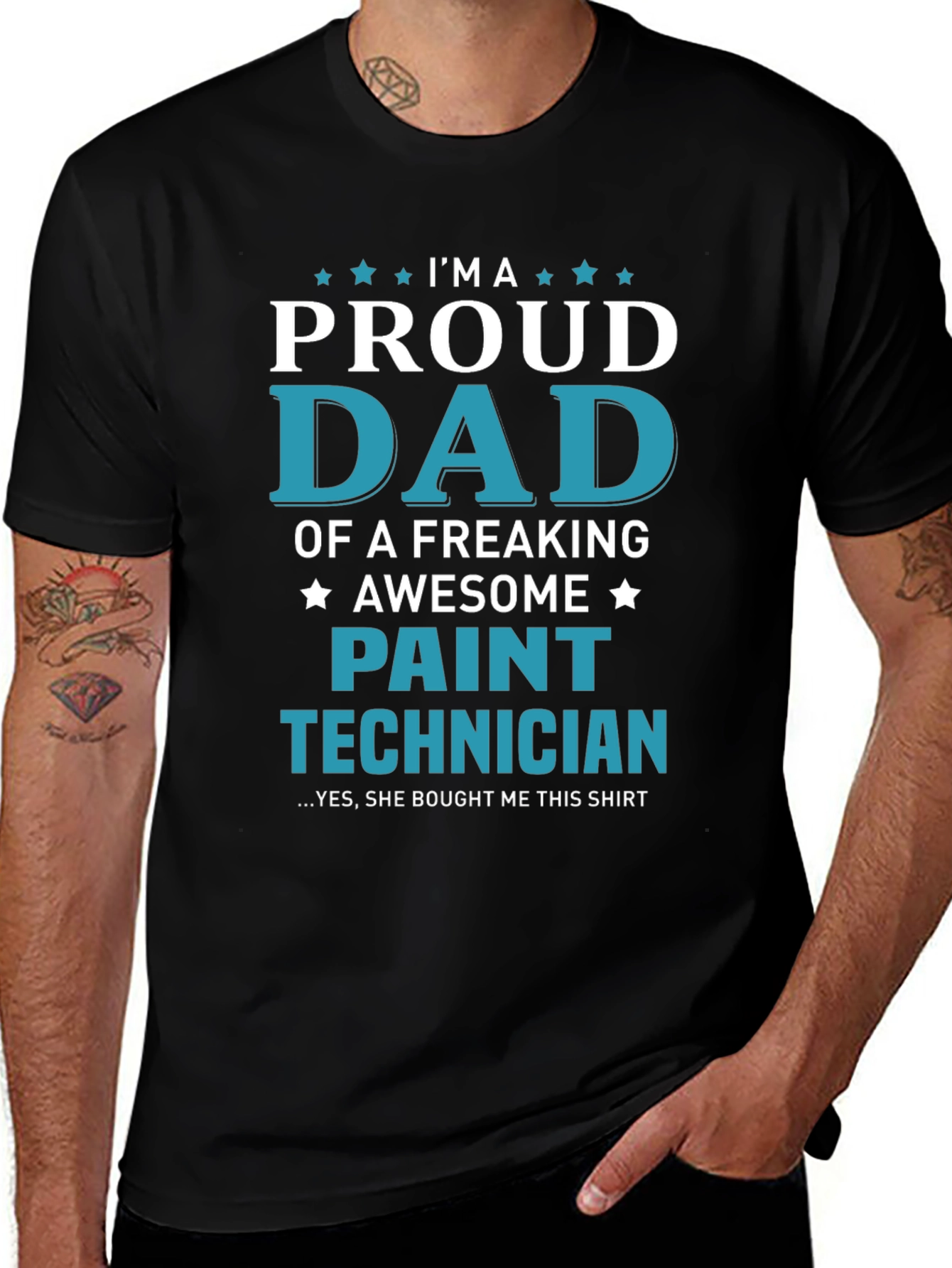Proud Dad Paint Technician Graphic T-Shirt