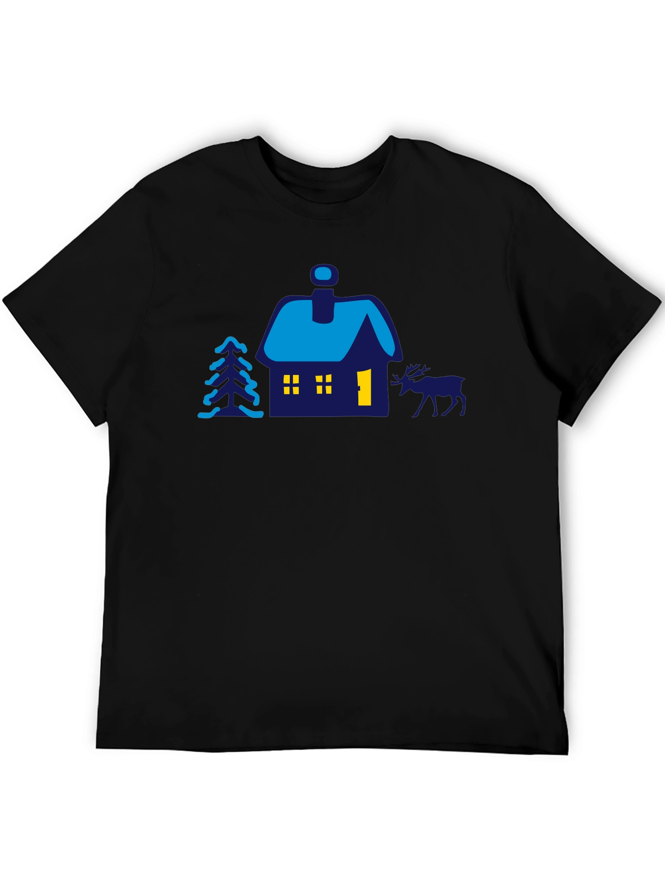 Cabin Scene Graphic Tee - Mens Black T-Shirt