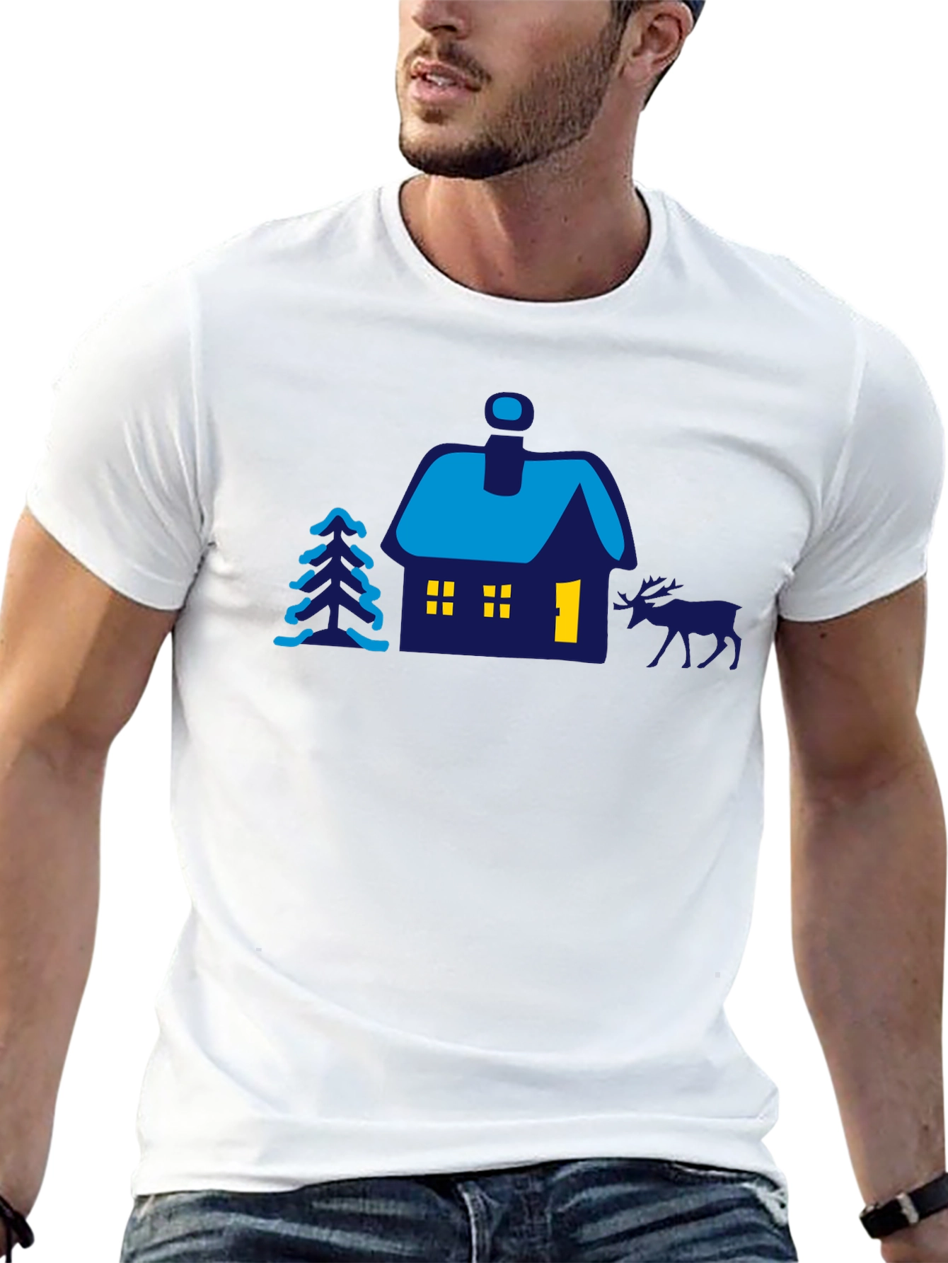 Cabin Scene Graphic Tee - Mens Black T-Shirt