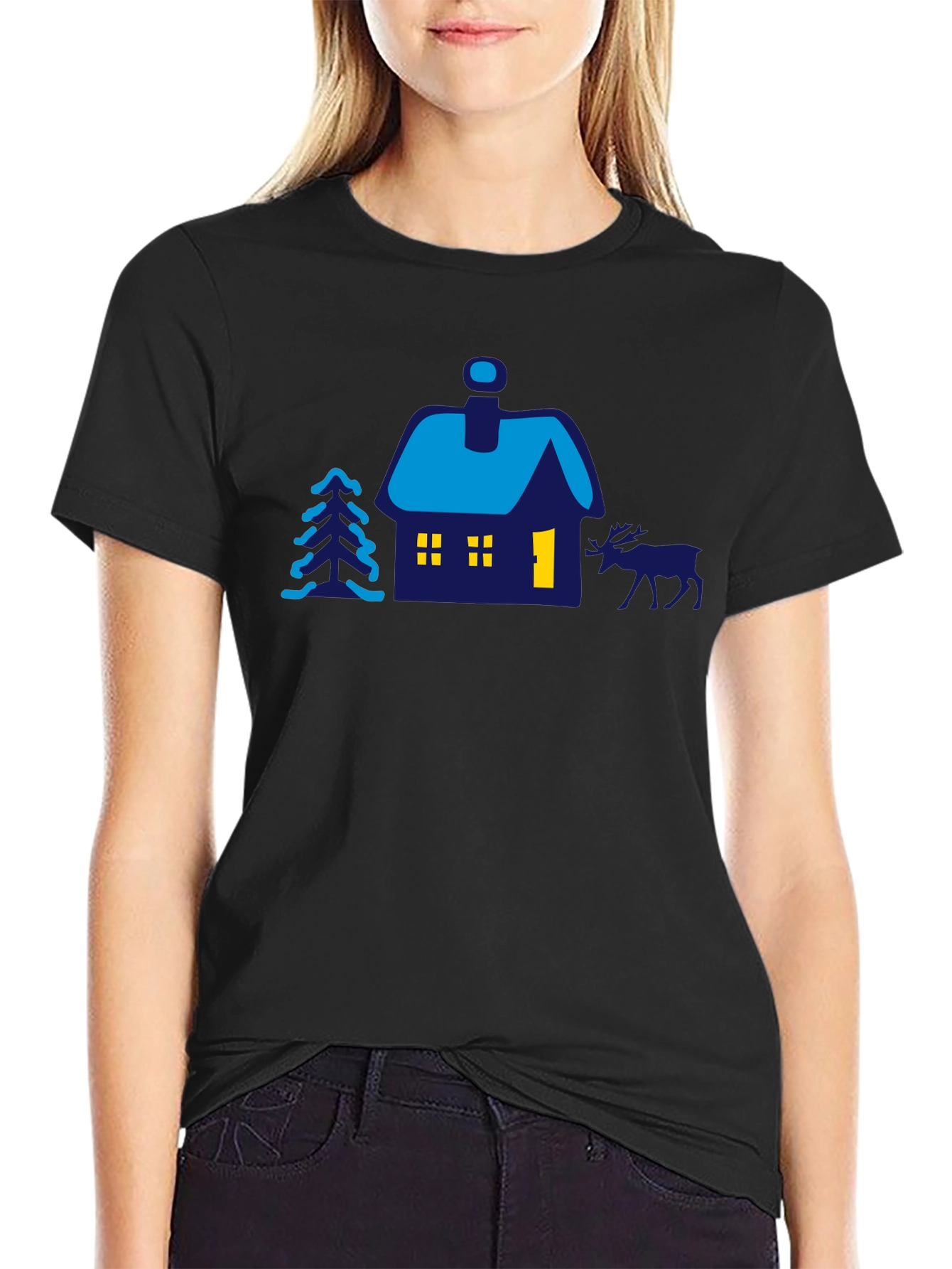 Cabin Scene Graphic Tee - Mens Black T-Shirt