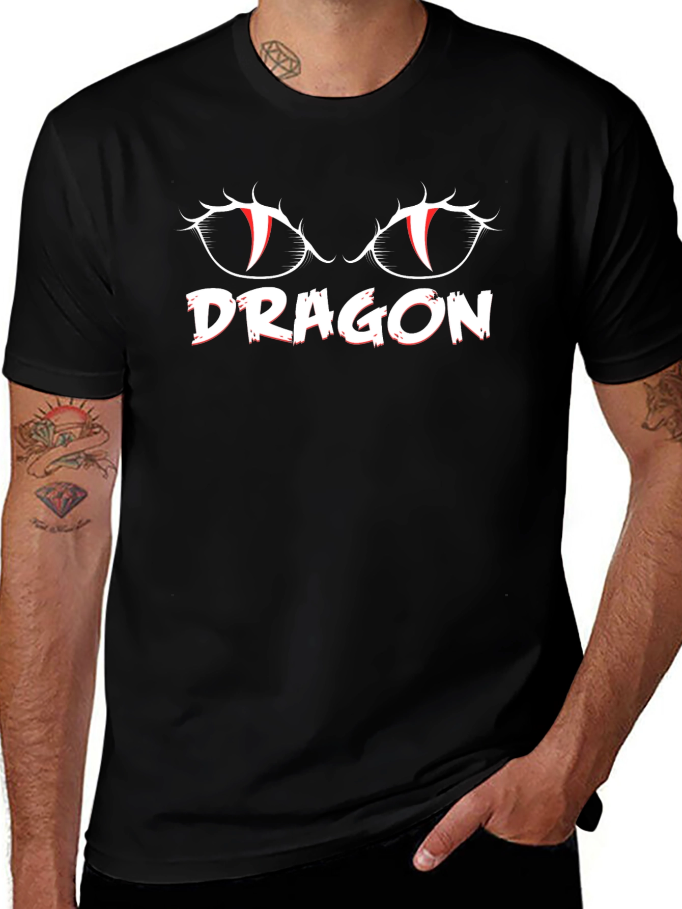 Dragon Eyes Graphic T-Shirt - Mens Black Tee