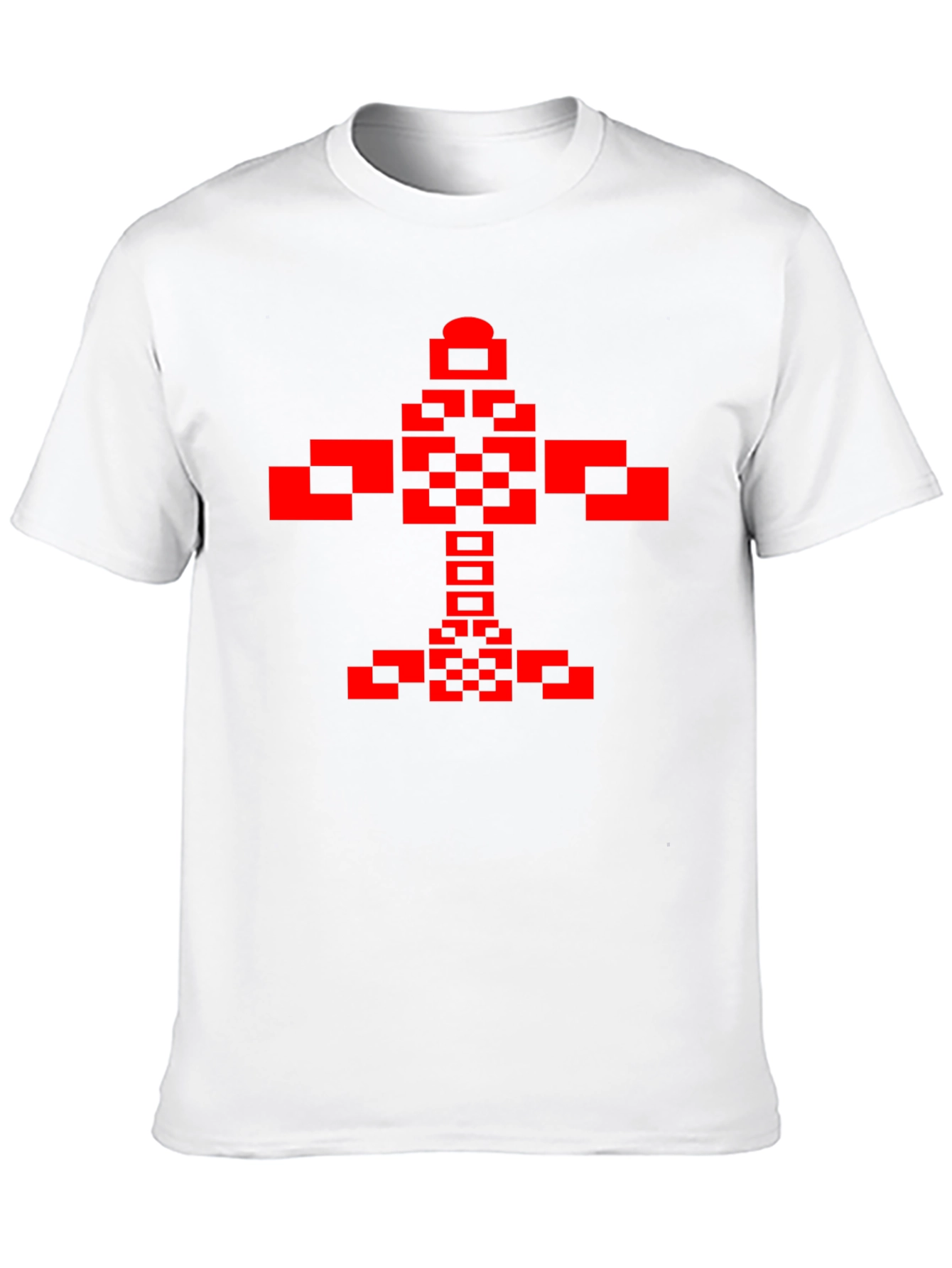 Pixelated Red Graphic Print Black T-Shirt