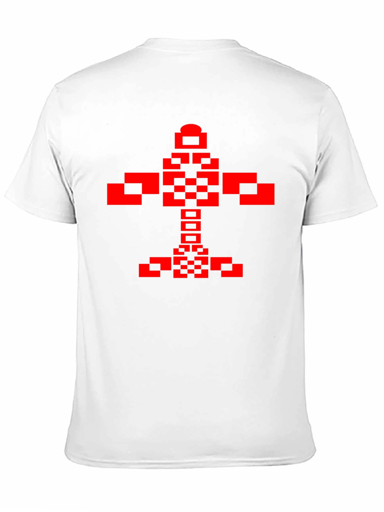 Pixelated Red Graphic Print Black T-Shirt