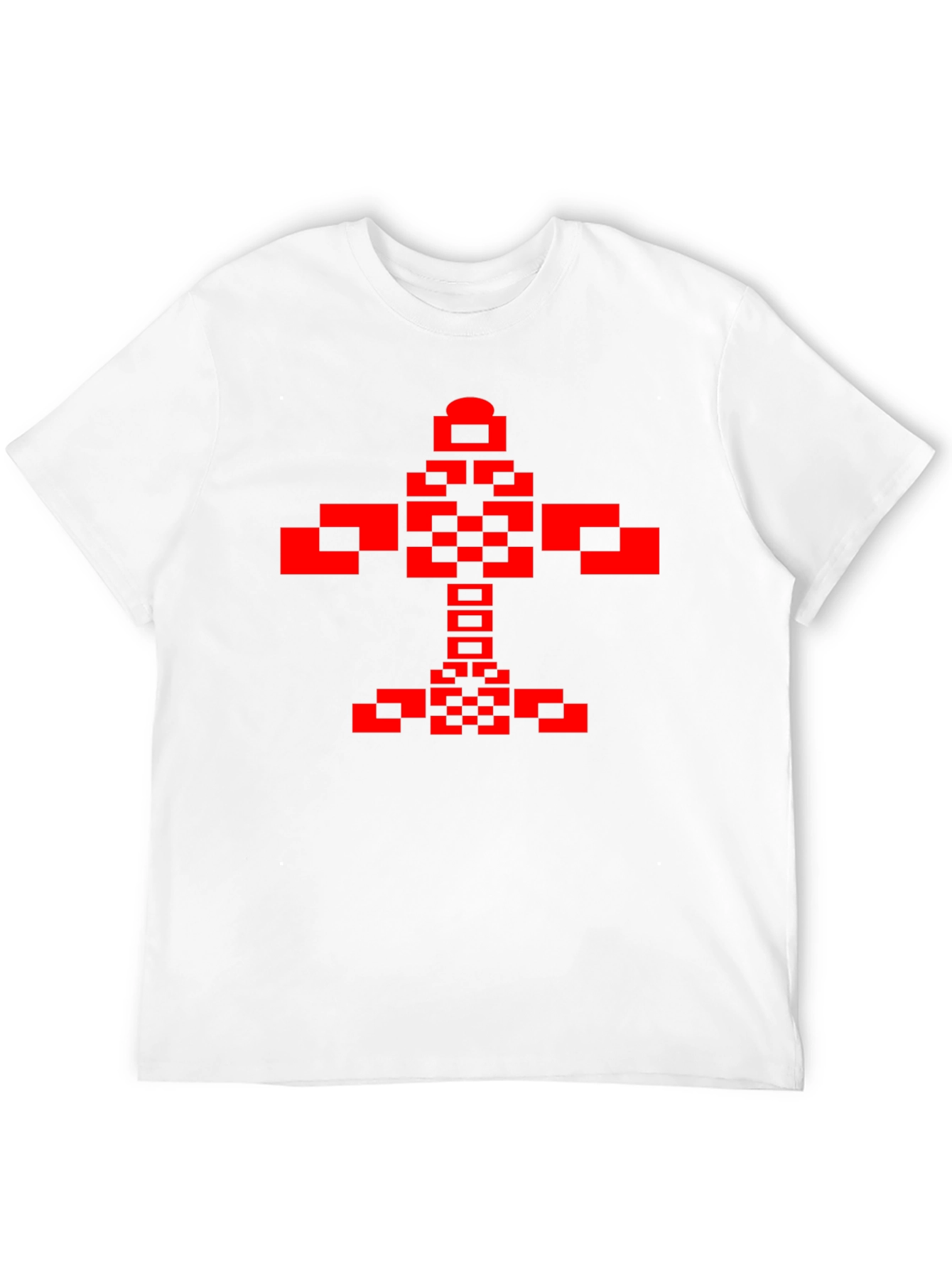 Pixelated Red Graphic Print Black T-Shirt