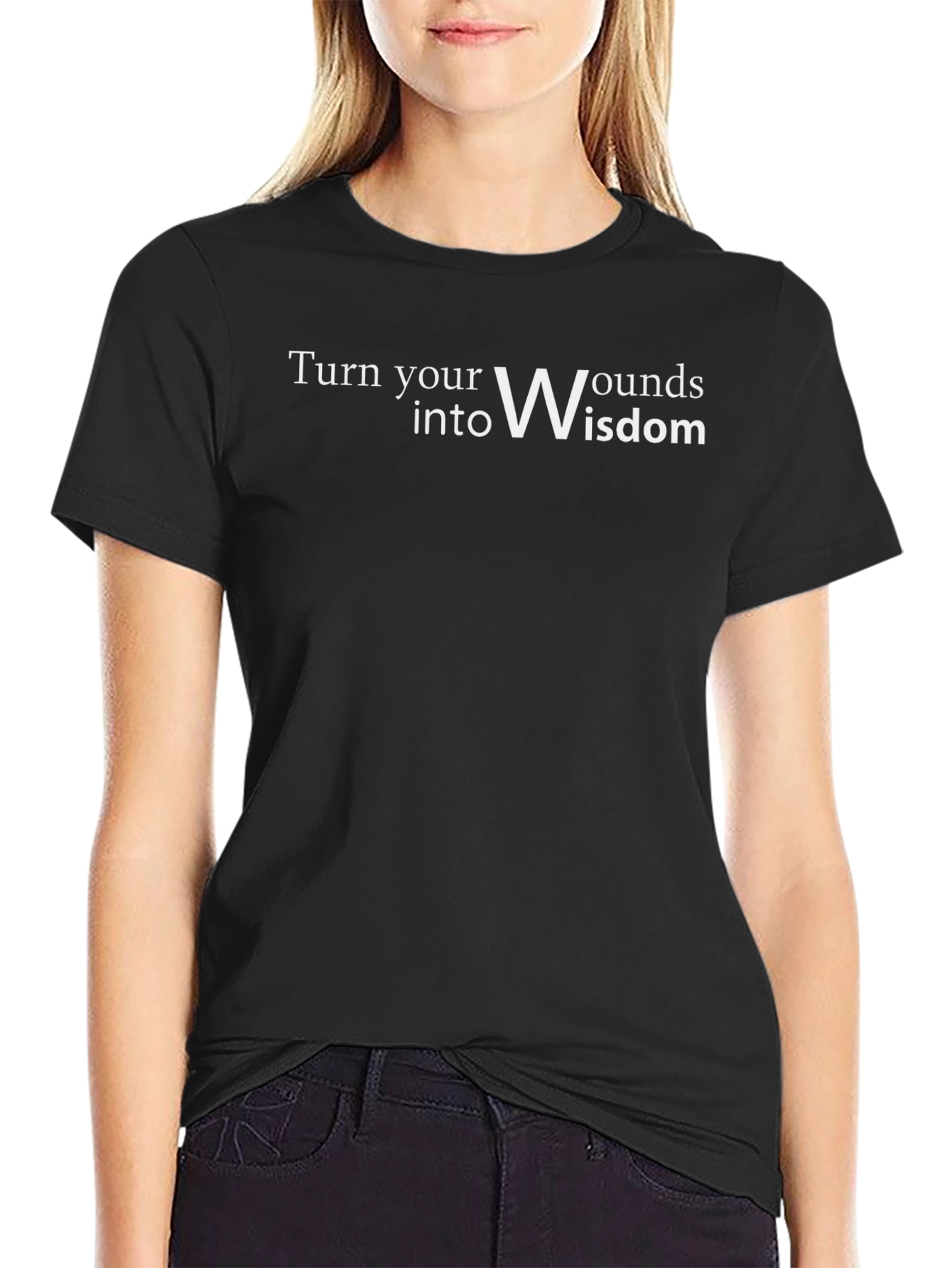 Inspirational Turn Wounds into Wisdom Black T-Shirt