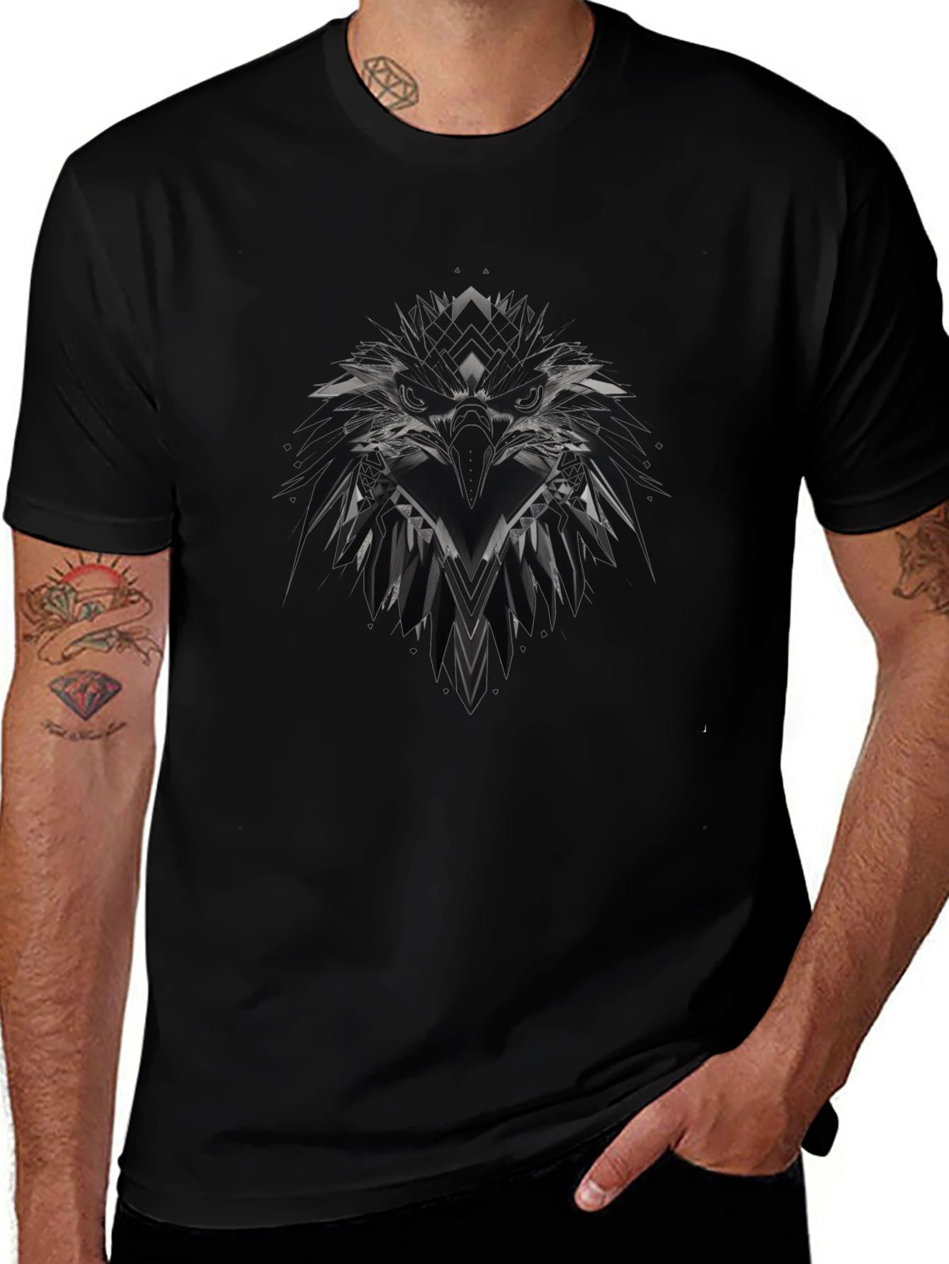 Mens Black Eagle Graphic T-Shirt