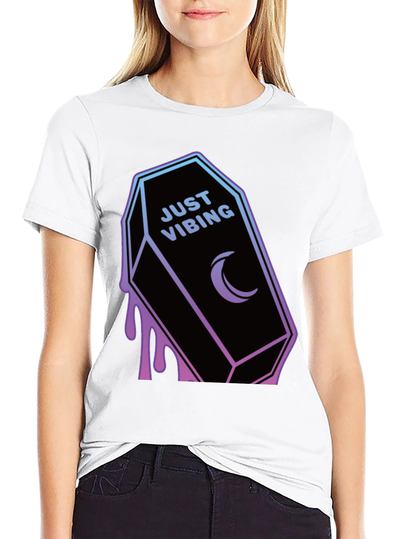 Just Vibing Coffin T-Shirt - Gothic Style