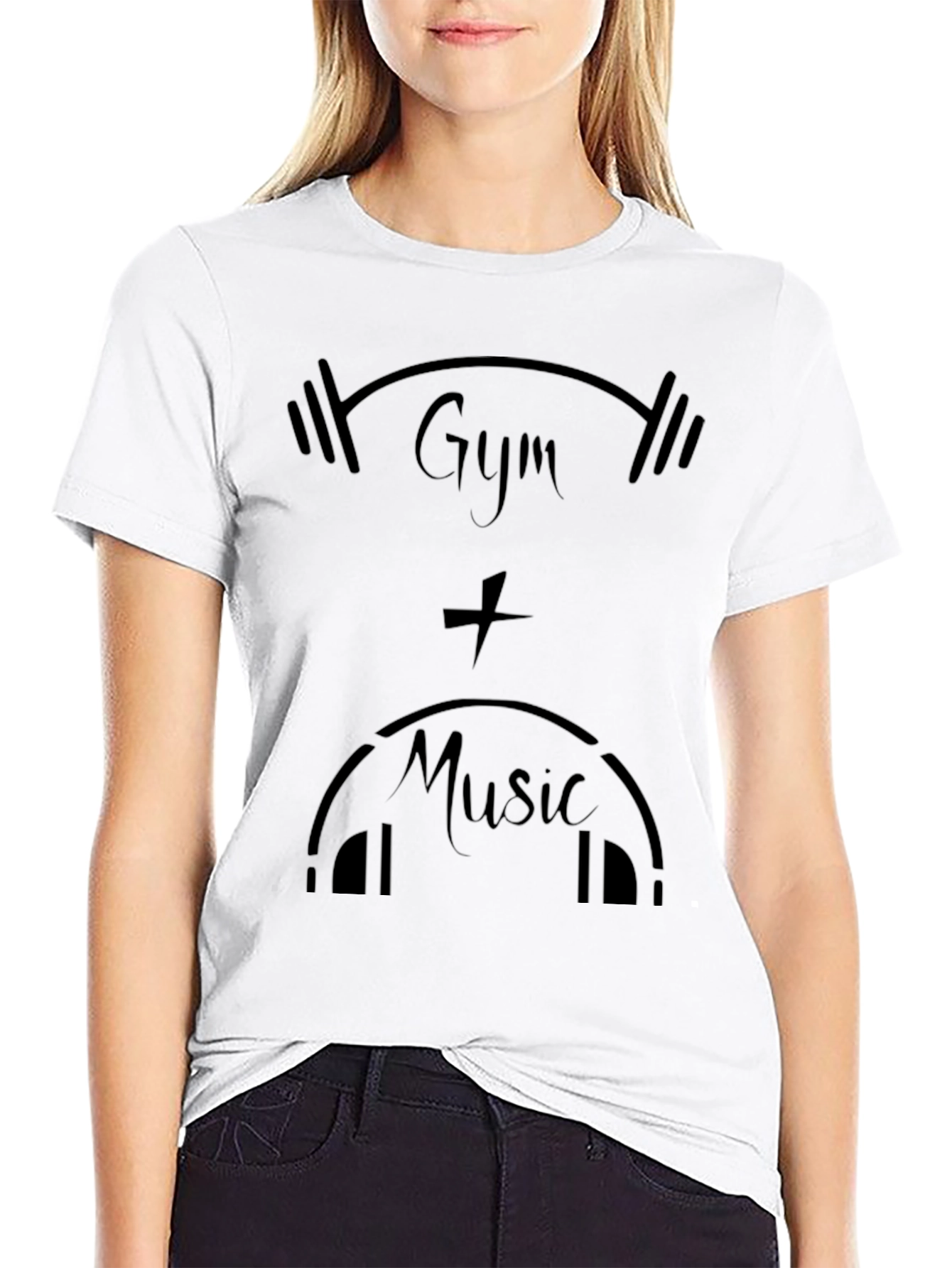 Gym & Music Black Graphic Tee Shirt