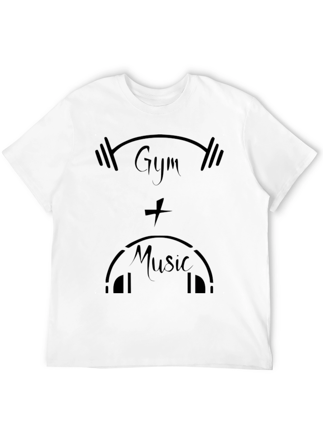 Gym & Music Black Graphic Tee Shirt