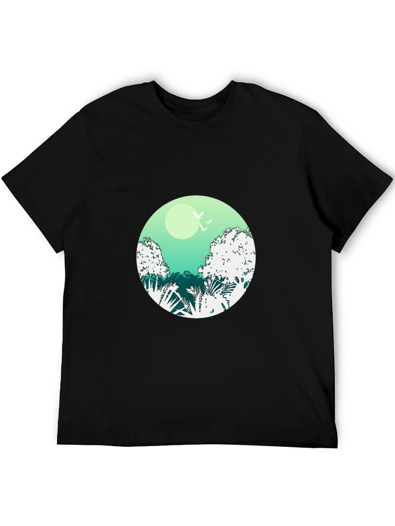 Nature Scene Graphic Tee - Soft Black Cotton Shirt