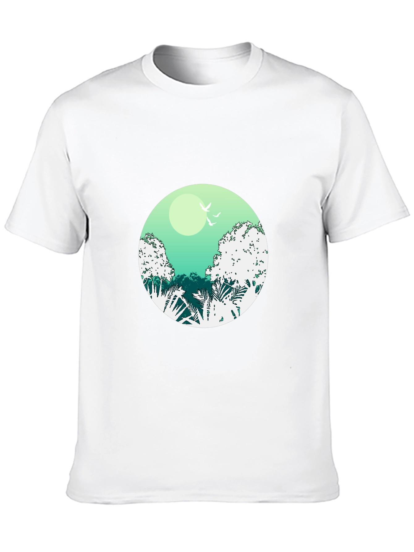 Nature Scene Graphic Tee - Soft Black Cotton Shirt