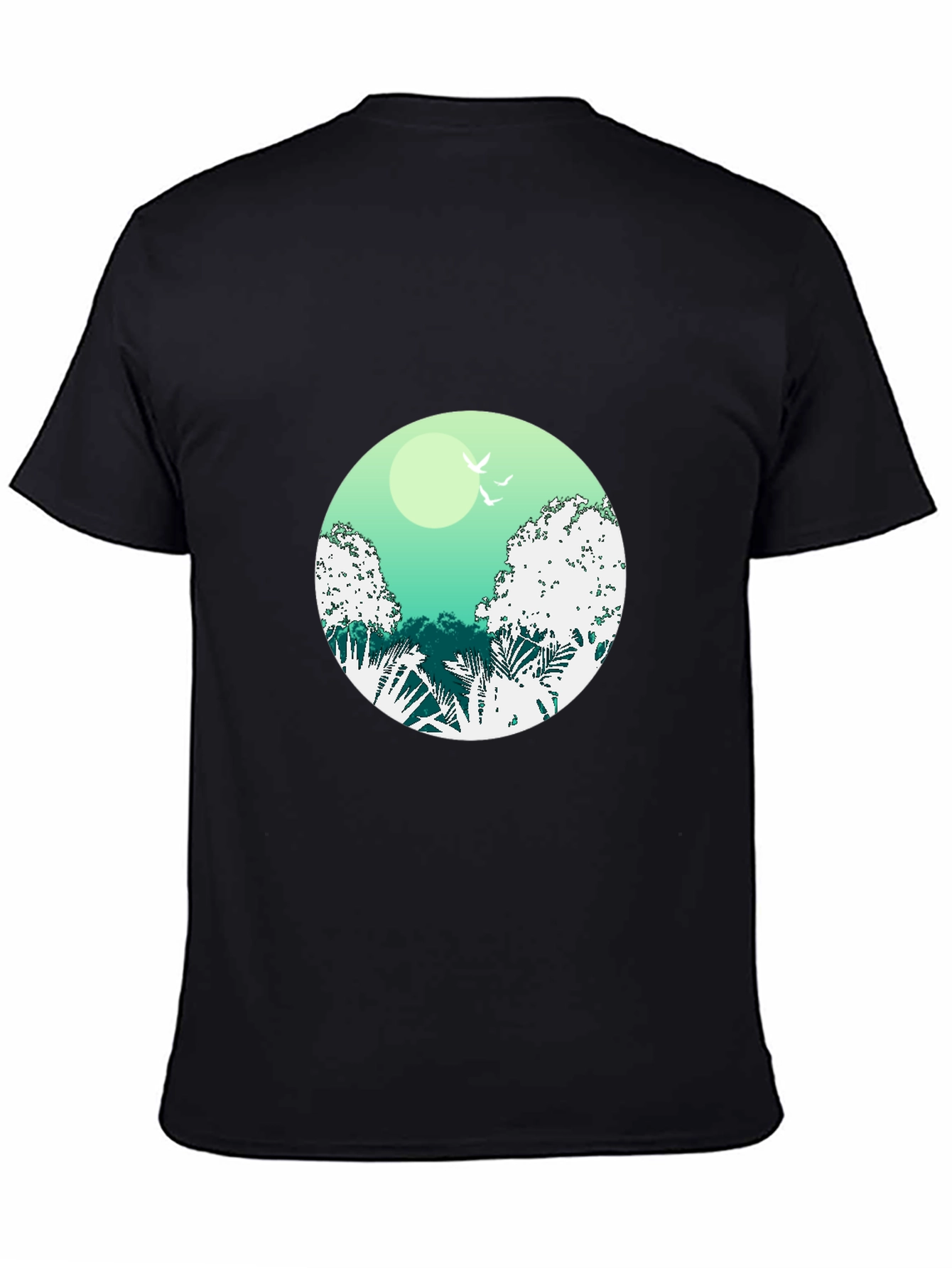 Nature Scene Graphic Tee - Soft Black Cotton Shirt
