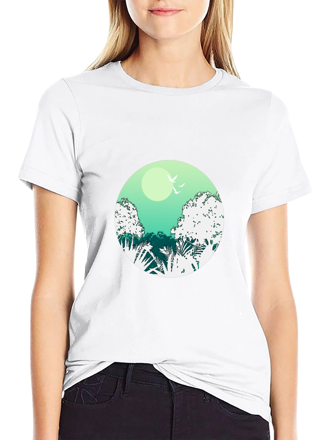 Nature Scene Graphic Tee - Soft Black Cotton Shirt
