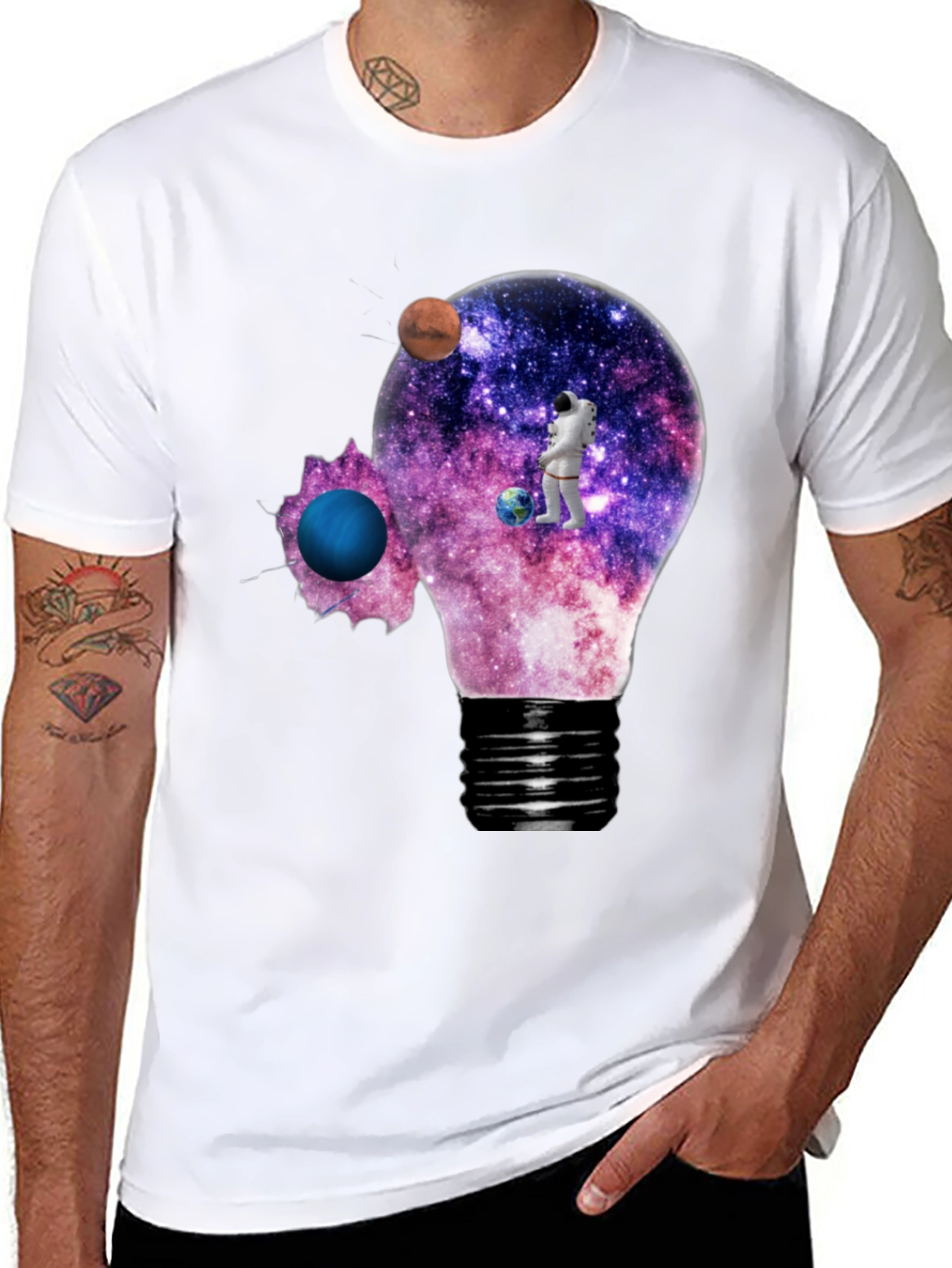 Cosmic Astronaut Light Bulb T-Shirt