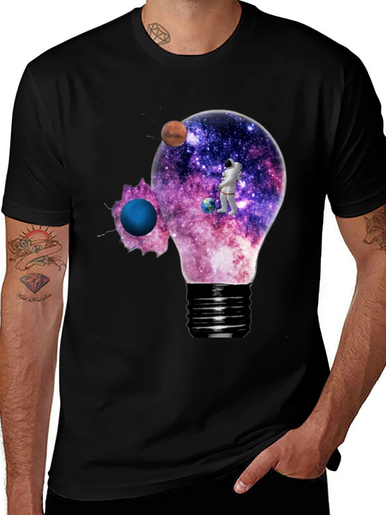 Cosmic Astronaut Light Bulb T-Shirt