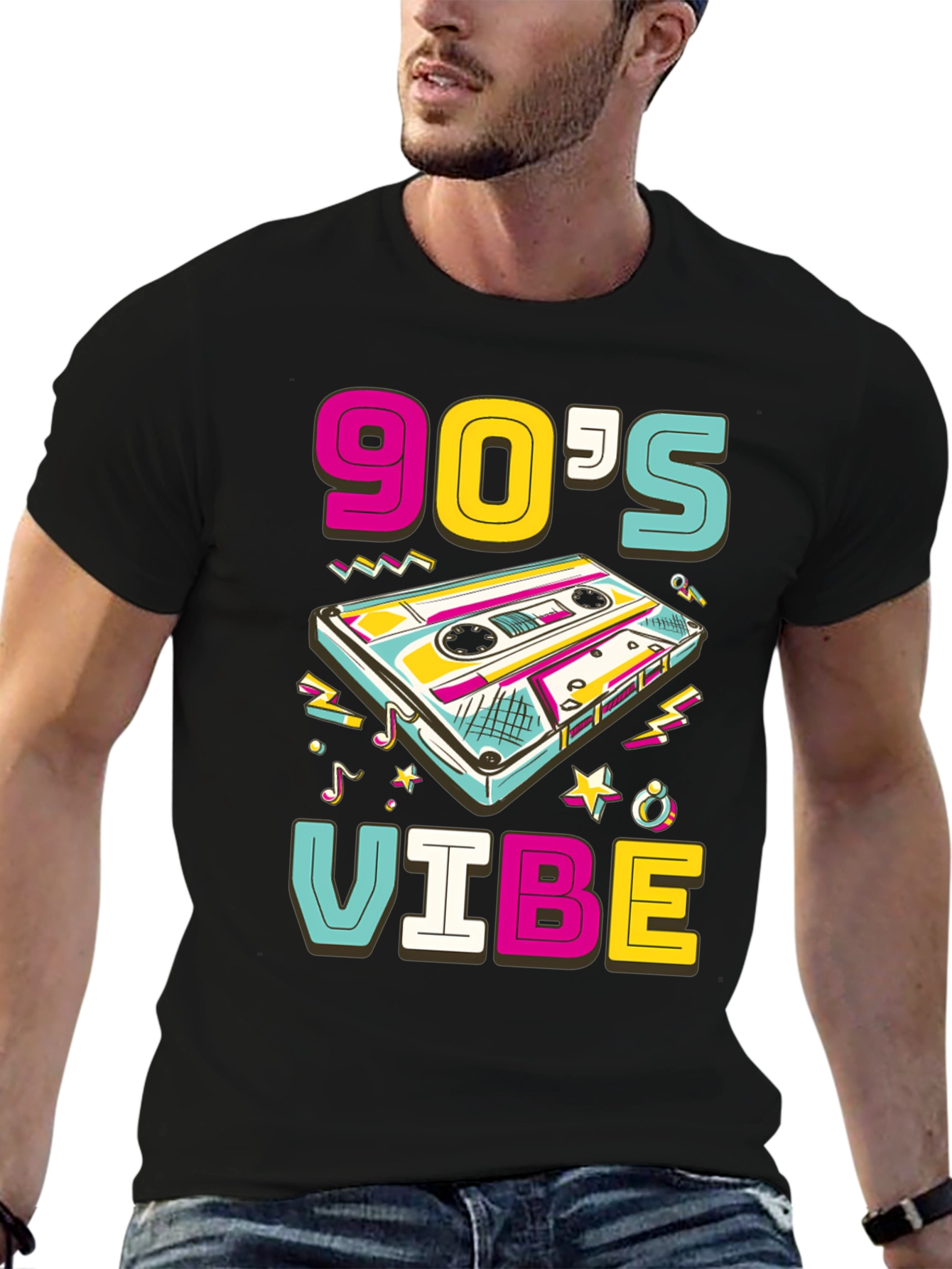 90s Vibe Graphic Tee - Retro Cassette Design