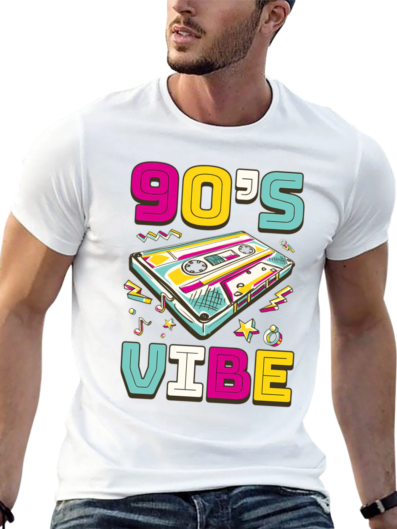 90s Vibe Graphic Tee - Retro Cassette Design