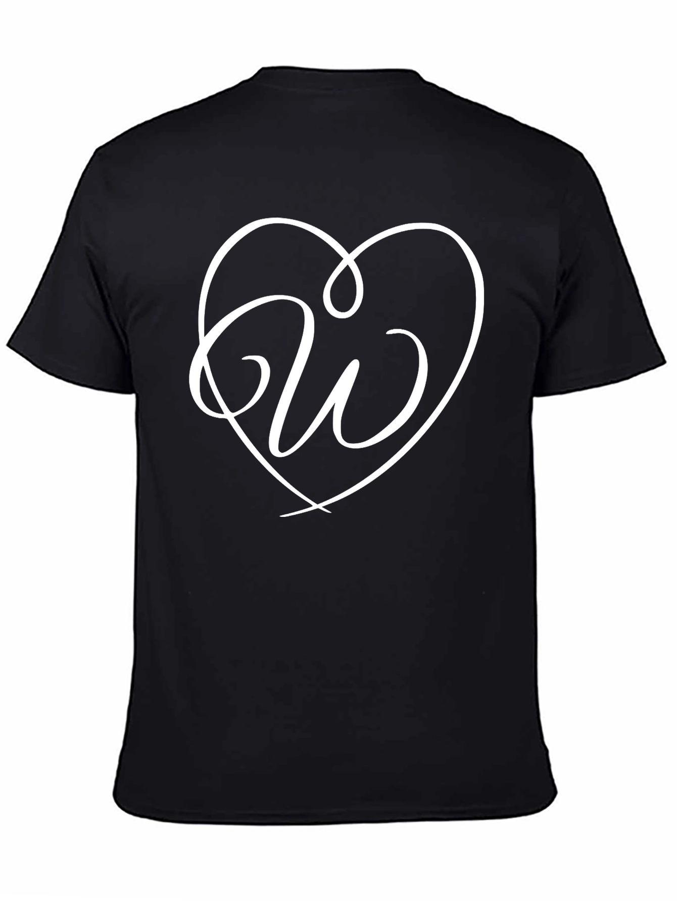 Heart W Initial Black T-Shirt