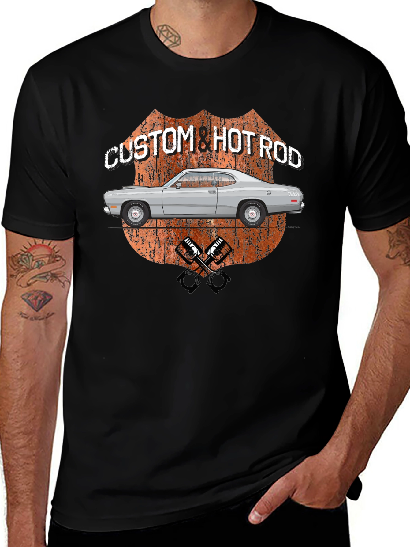 Custom & Hot Rod Car Graphic Tee - Black