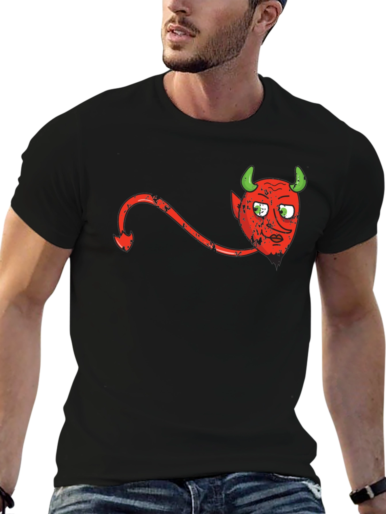 Devil Graphic Print Black T-Shirt