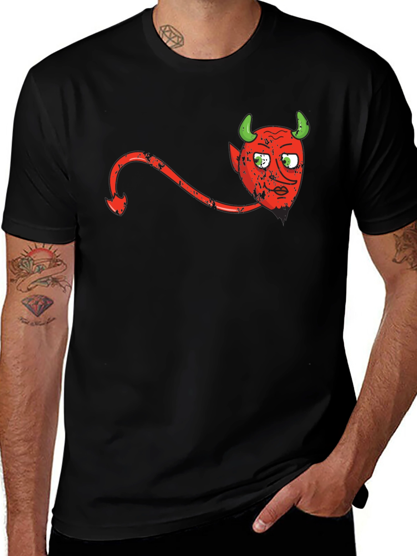 Devil Graphic Print Black T-Shirt