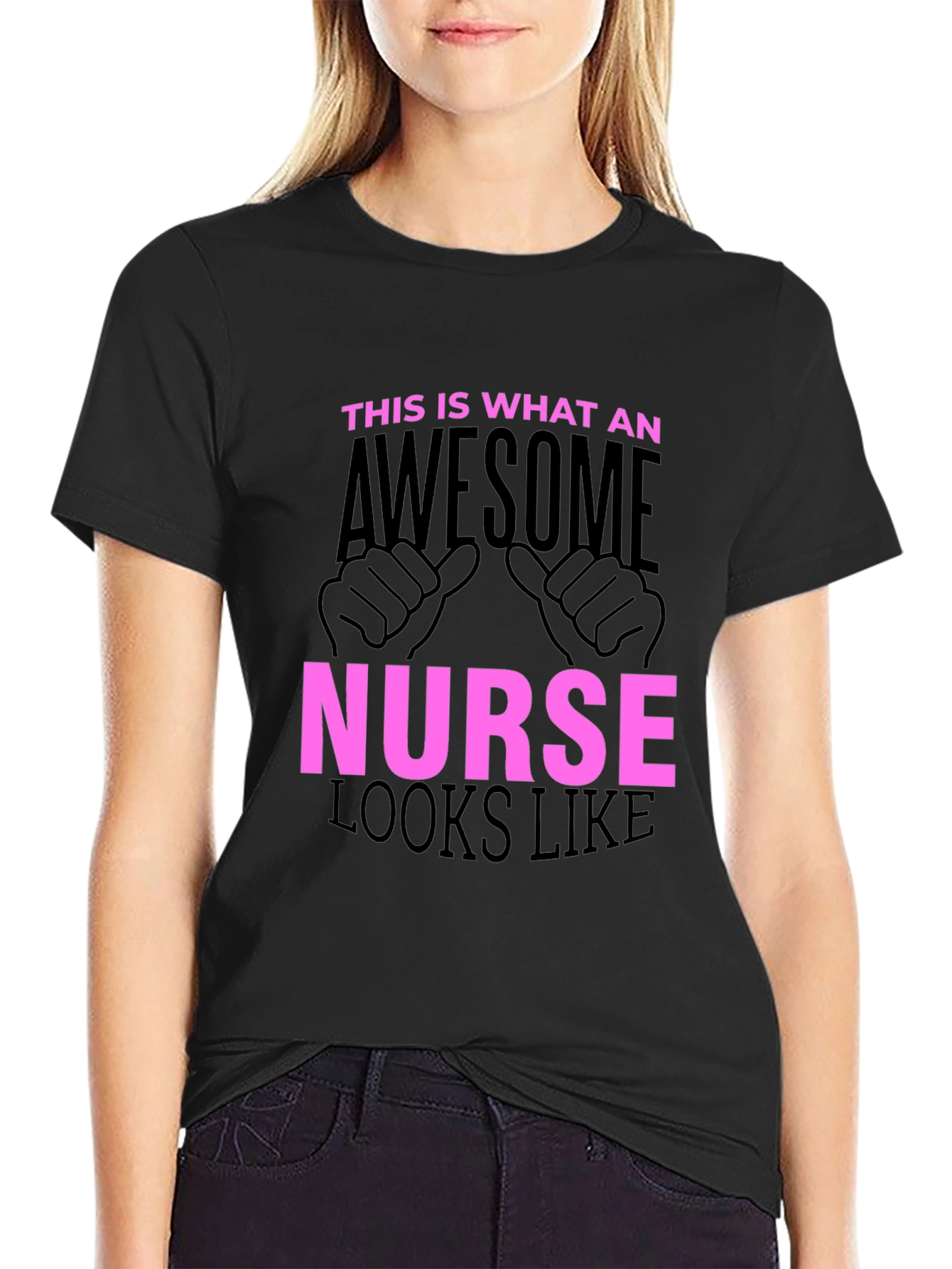 Awesome Nurse Graphic Tee - Black Cotton T-Shirt