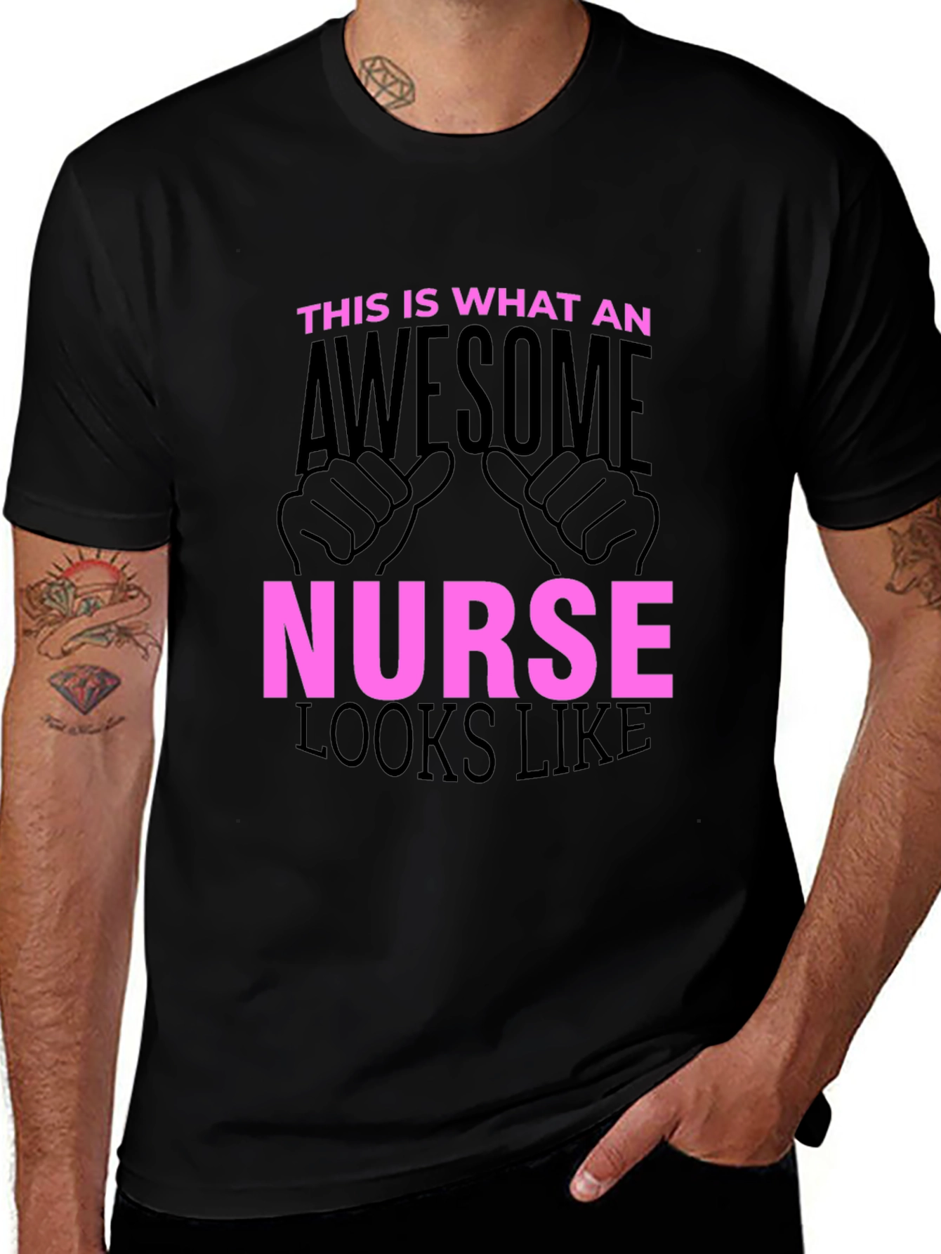 Awesome Nurse Graphic Tee - Black Cotton T-Shirt
