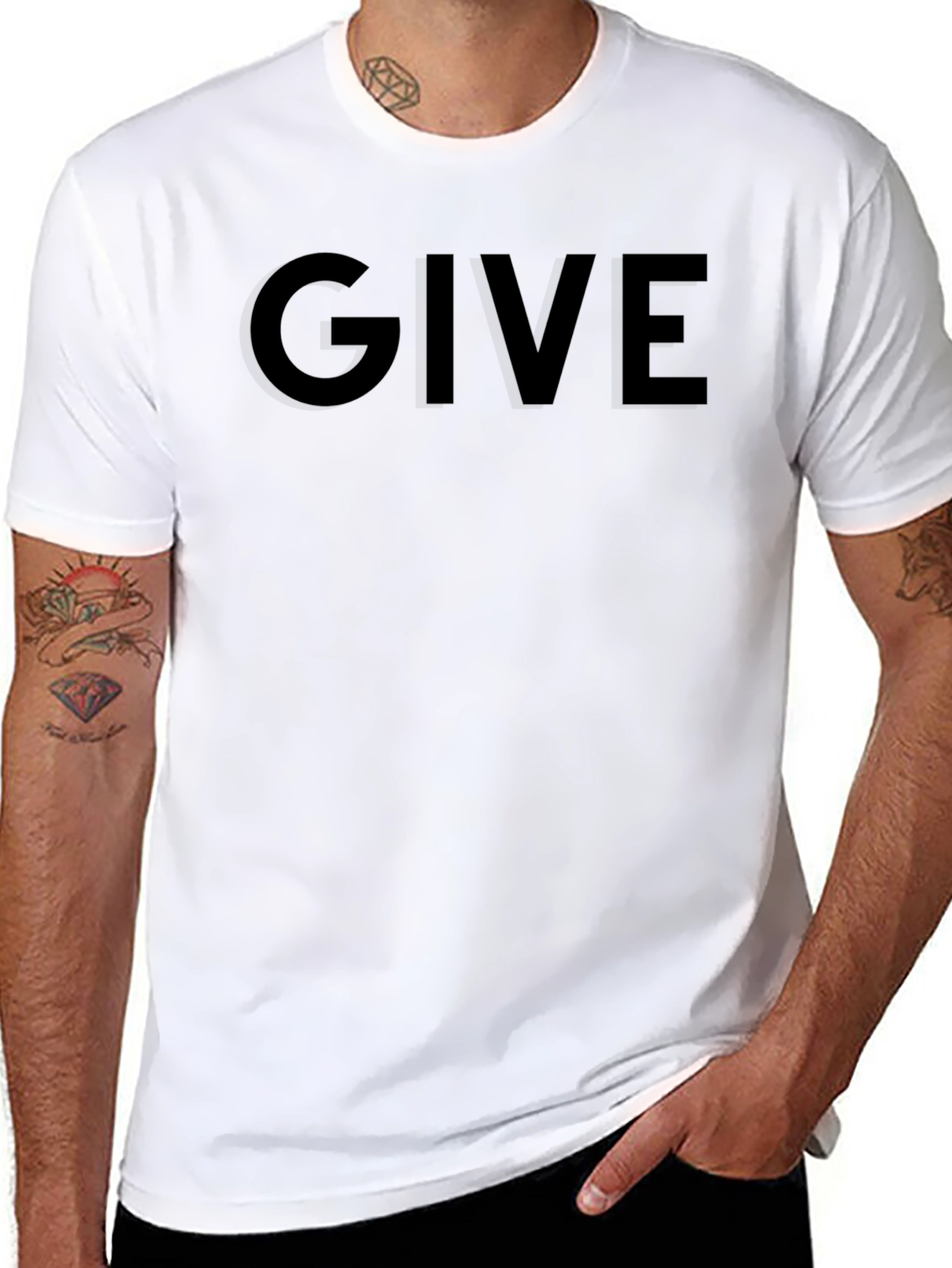 GIVE Black Graphic Tee - Stylish Mens T-Shirt